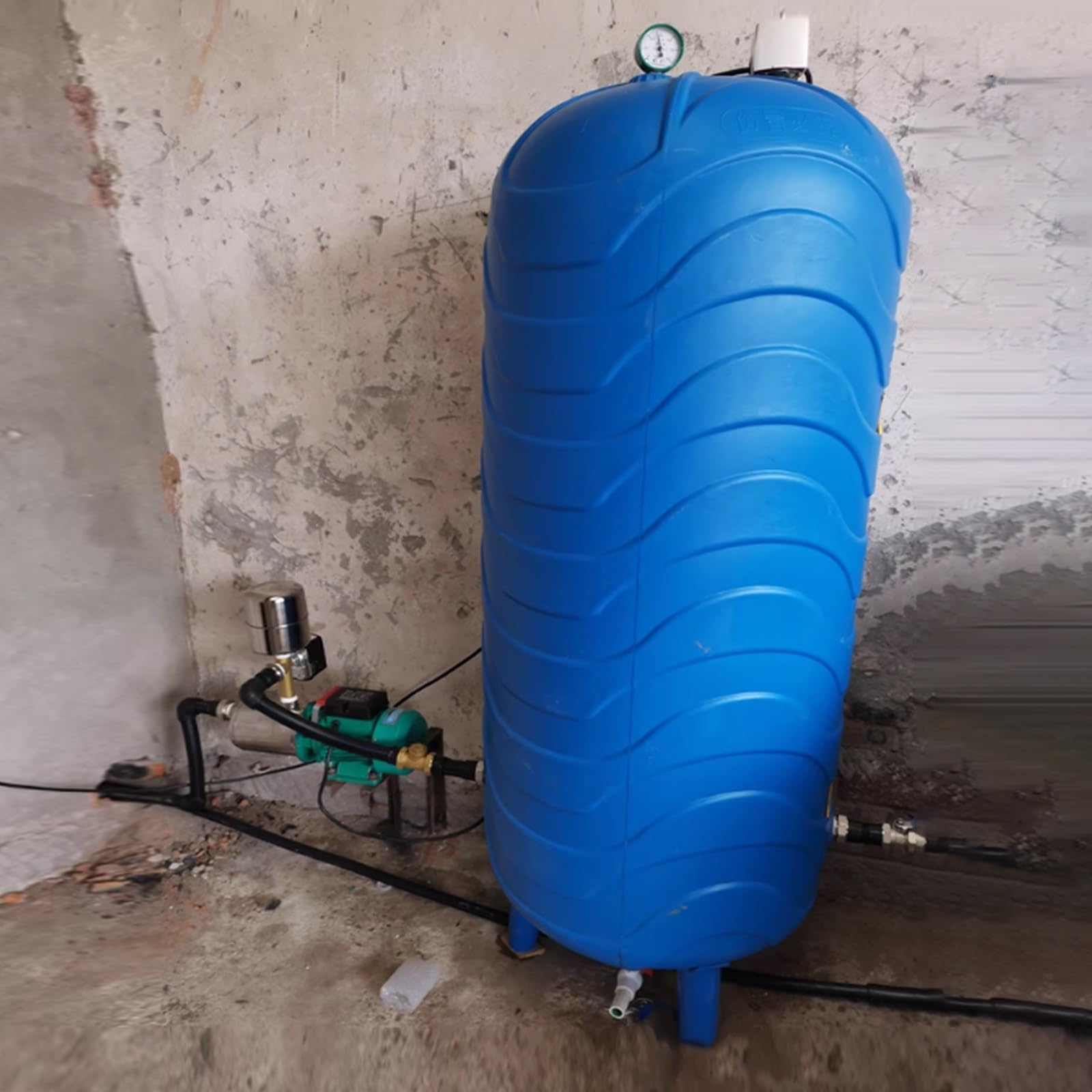 Zbiornik ciśnieniowy na wodę, kompletny system pompy wspomagającej wodę z automatycznym plastikowym zbiornikiem ciśnieniowym, pionowy zbiornik o pojemności 15–132 galonów do studni, czyszcze