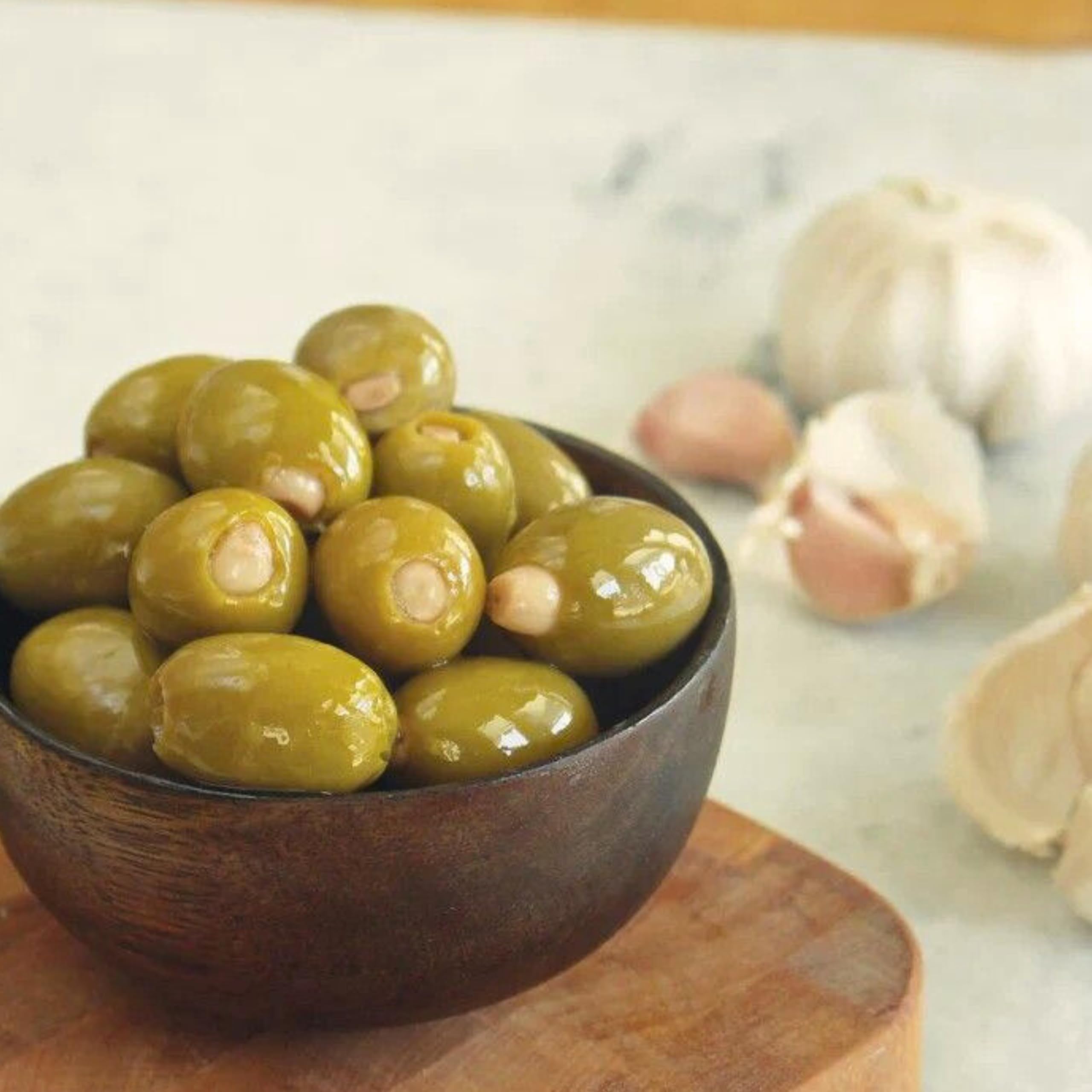 Olive's Earth Aceitunas Verdes Sin Hueso Rellenas de Ajo Variedad Calcídica Pack 4 x 200 g