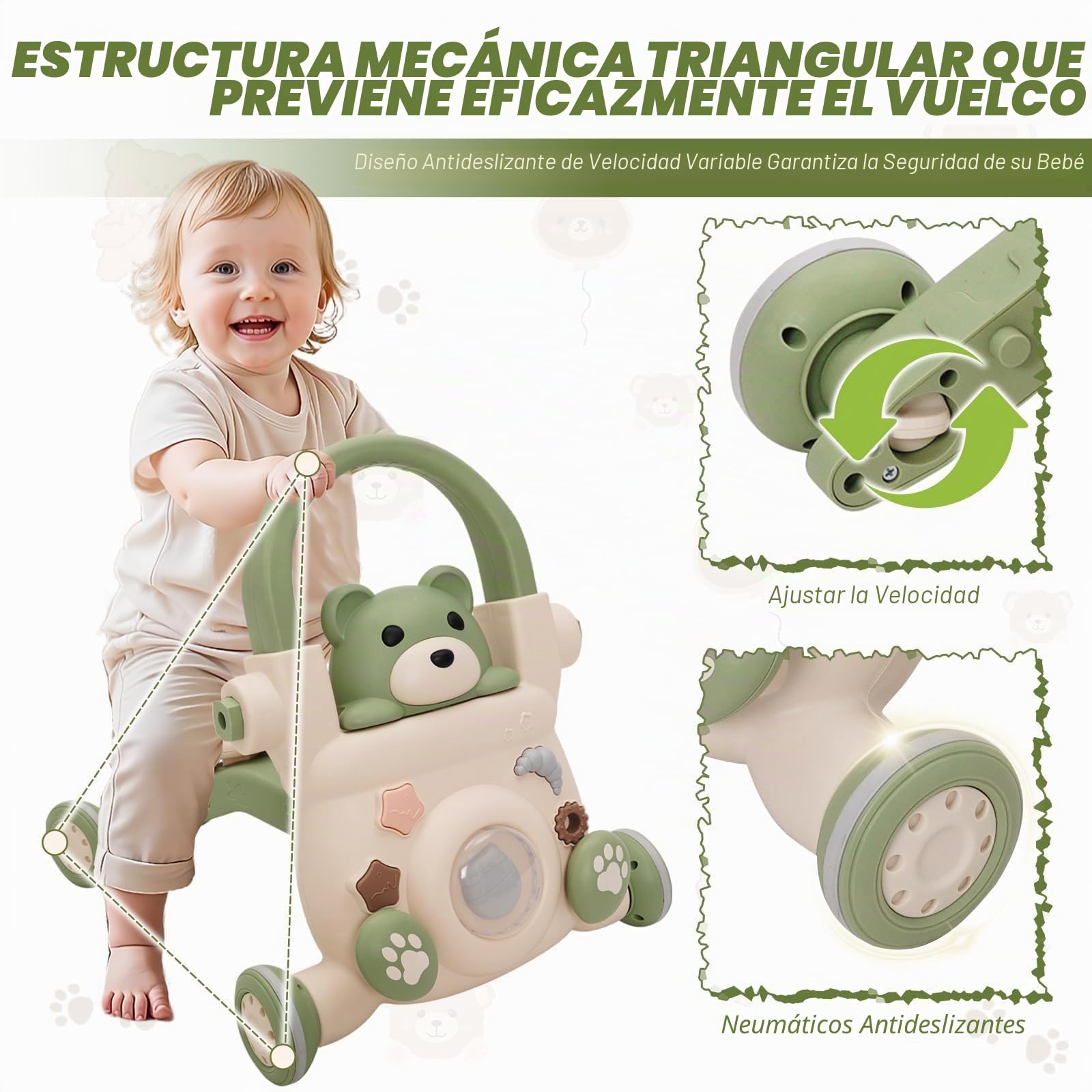 Andador Bebés 3 en 1,con Luces,Música y Juguetes,Velocidad Ajustable Andador,Patinete, Bicicleta sin Pedales,Peso Ajustable,Correpasillos Bebe,Apto Para Bebés Mayores de 6 Meses