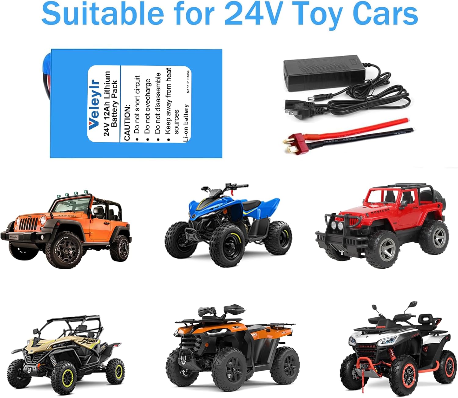 24V 12Ah Lithium Battery for Kids Ride-On Cars, Longer Lasting and Lighter Than Lead-Acid, 24Volt Battery for 24V Torex UTV 4X4 & Electric ATVs