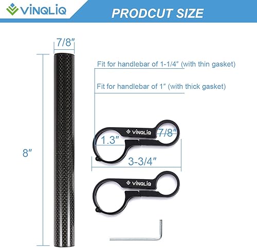 Miniatura 2 de Vinqliq Soporte de extensión de manillar de fibra de carbono ligero para bicicleta, soporte de lámpara con soporte de aleación de aluminio para