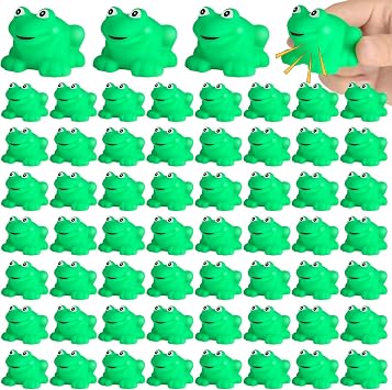 Mototo 60 PCS Rubber Frogs Little Squeaky Frogs Float Bath Toy Green Shower Swimming Bathtub Toy Easter Egg Stuffers for Hyundai Santa Cruz Jeep Game Prize Froggy Birthday Party Classroom School Decor