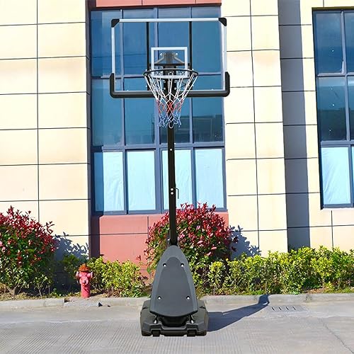 Miniatura 2 de Aro de baloncesto portátil de 44 pulgadas, tablero de impacto de 6 a 10 pies, ajuste telescópico, sistema de portería de baloncesto para