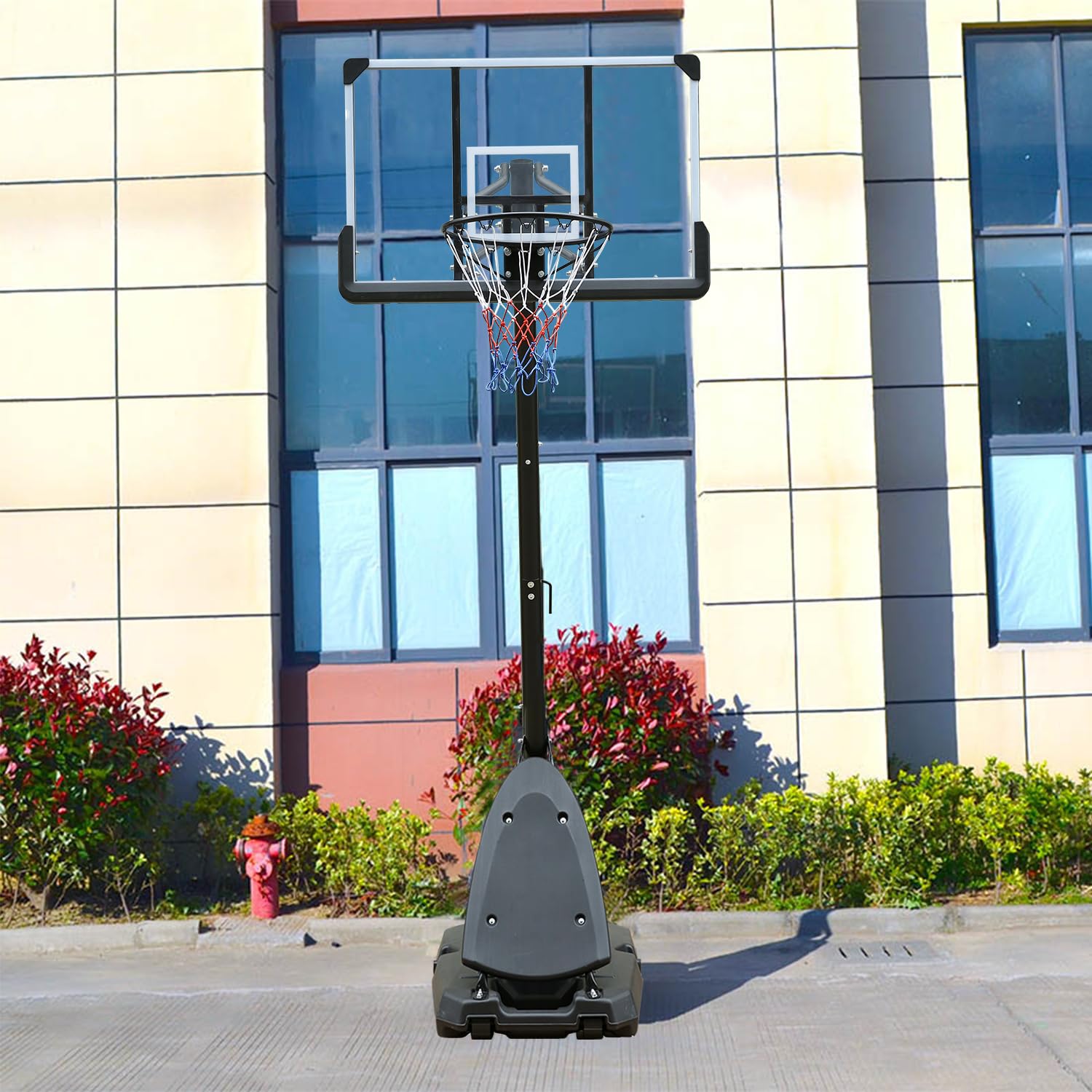 Basketball Hoop Portable 44 Inch Impact Backboard 6 to 10ft Telescoping Adjustment Basketball Goal System for Youth/Adults Indoor Outdoor