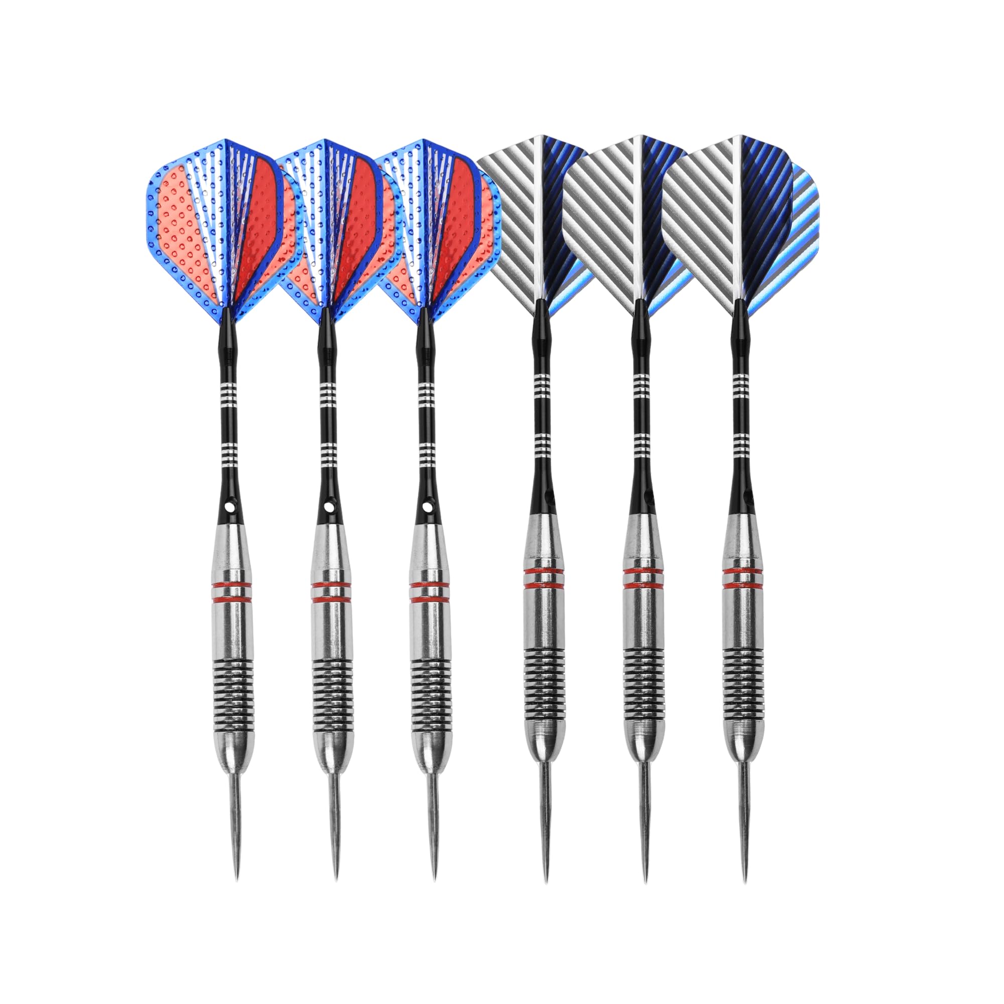 FUZVOL Professional Darts Set Steel Tip-Aluminum Stems Darts Flights with 24 Grams-6 Packs Blue And Red