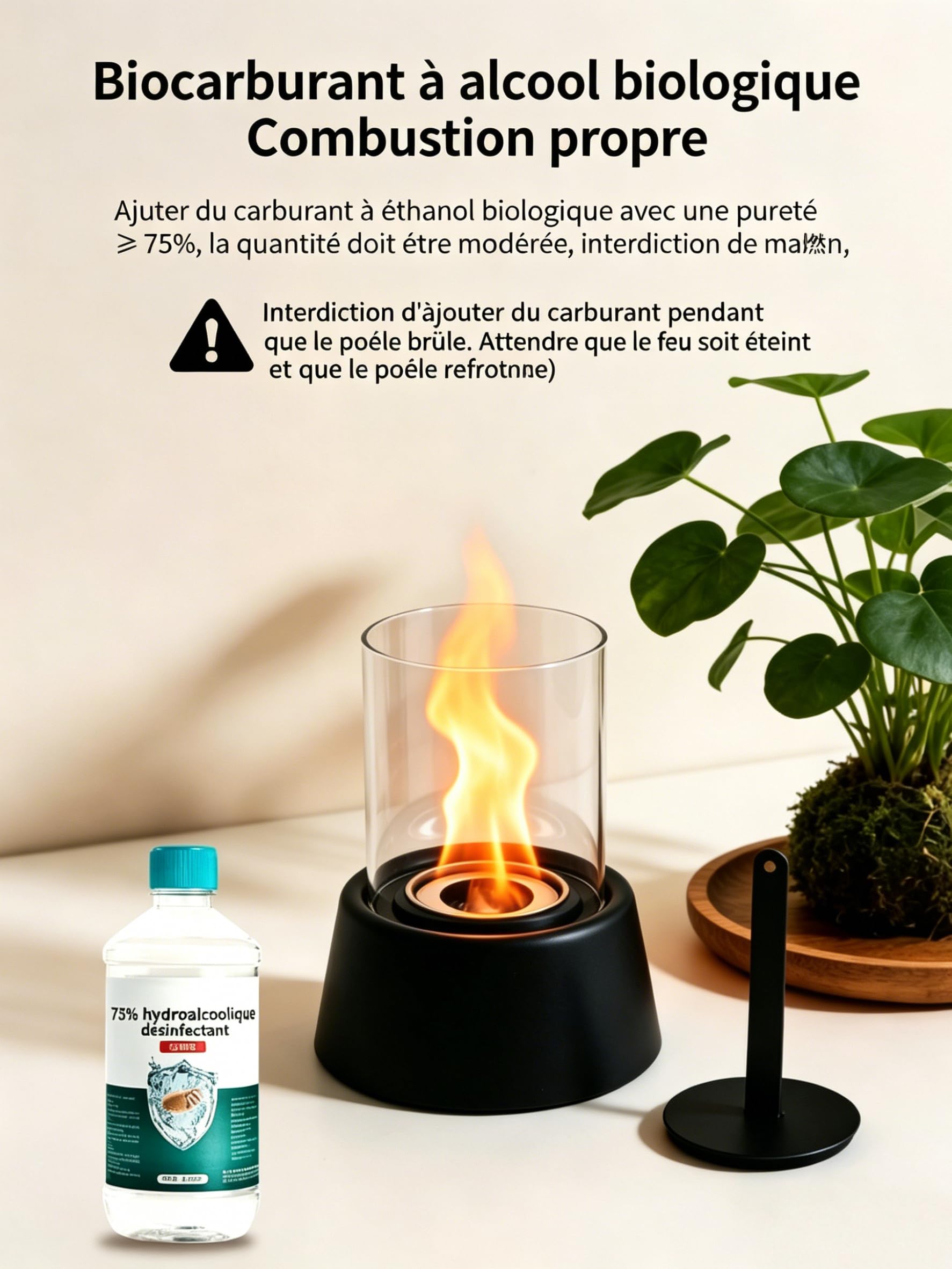 Brasero De Table - Décoration Design intérieur Portable - Cheminée Table Design bioéthanol - Idéal pour Camping Cour Chambre à Coucher Chevet Fête d'anniversaire Jardin Balcon