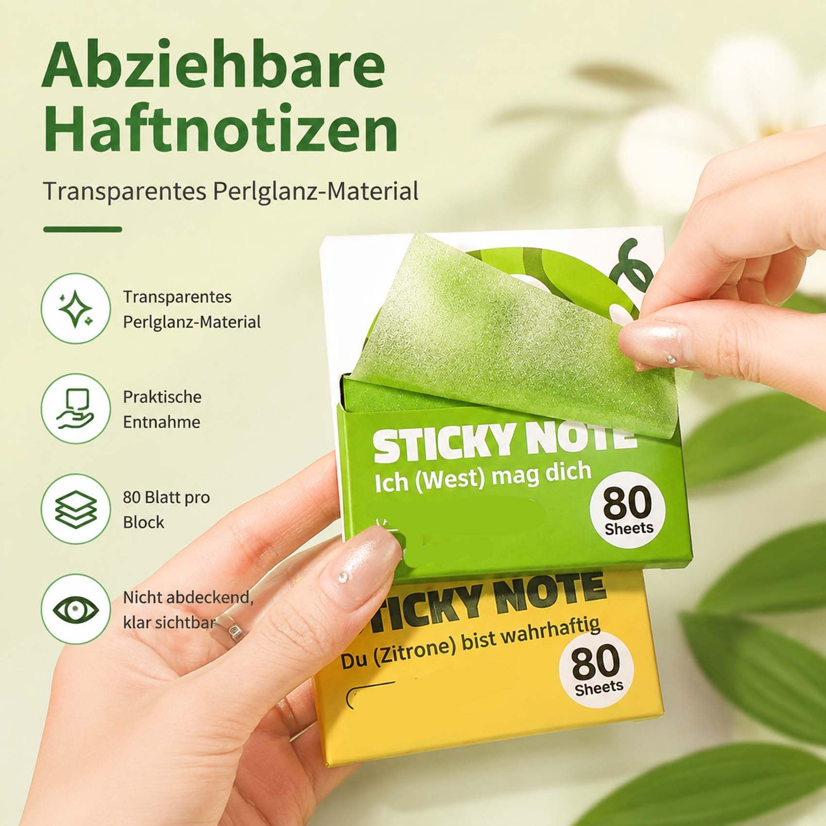 Sparkly Transparent Sticky Notes, 2027 Neu Wiederverwendbare Klebemarker Durchsichtige Klebezettel mit Glitzereffekt, Abziehbare Memo Tabs für Bücher, Planer, Schule und Büro (12 PCS)