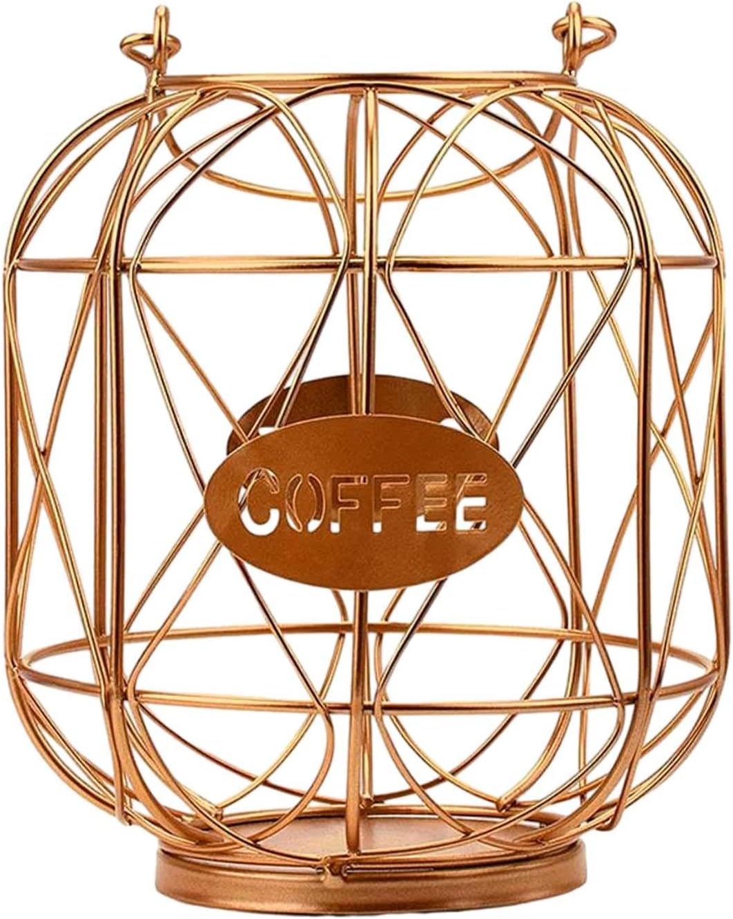 Coffee Pod Holder Coffee Pod Basket Freestanding Iron with Handle Organizer Coffee Pod Container for Hotel Kitchen Countertop, Rose Gold