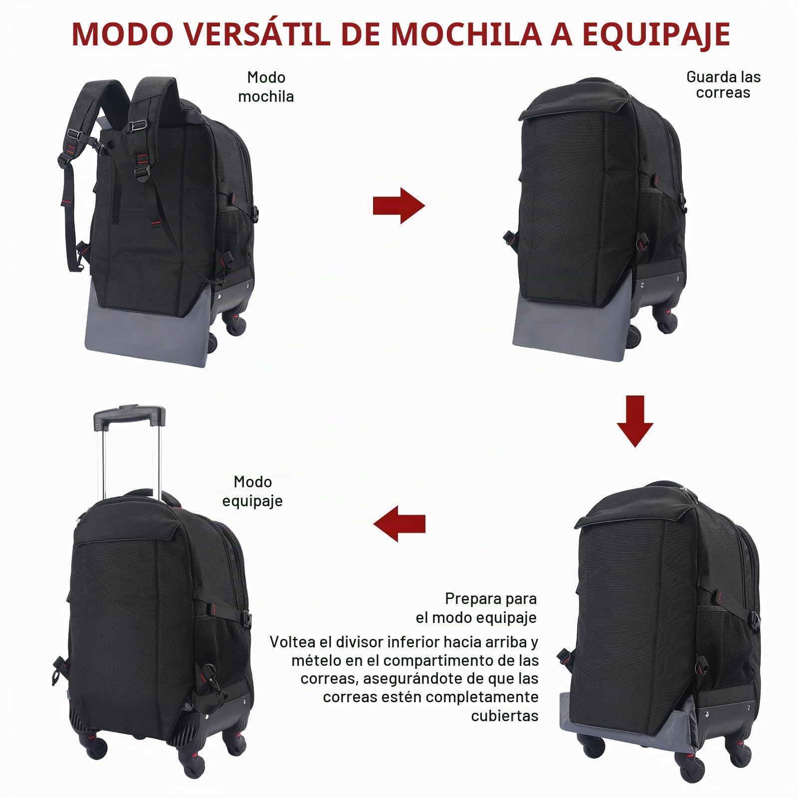 Star Cloud Serie de mochilas con ruedas SC, Negro-a, Carry on 22-Inch 45L, Mochila con ruedas de 4 ruedas
