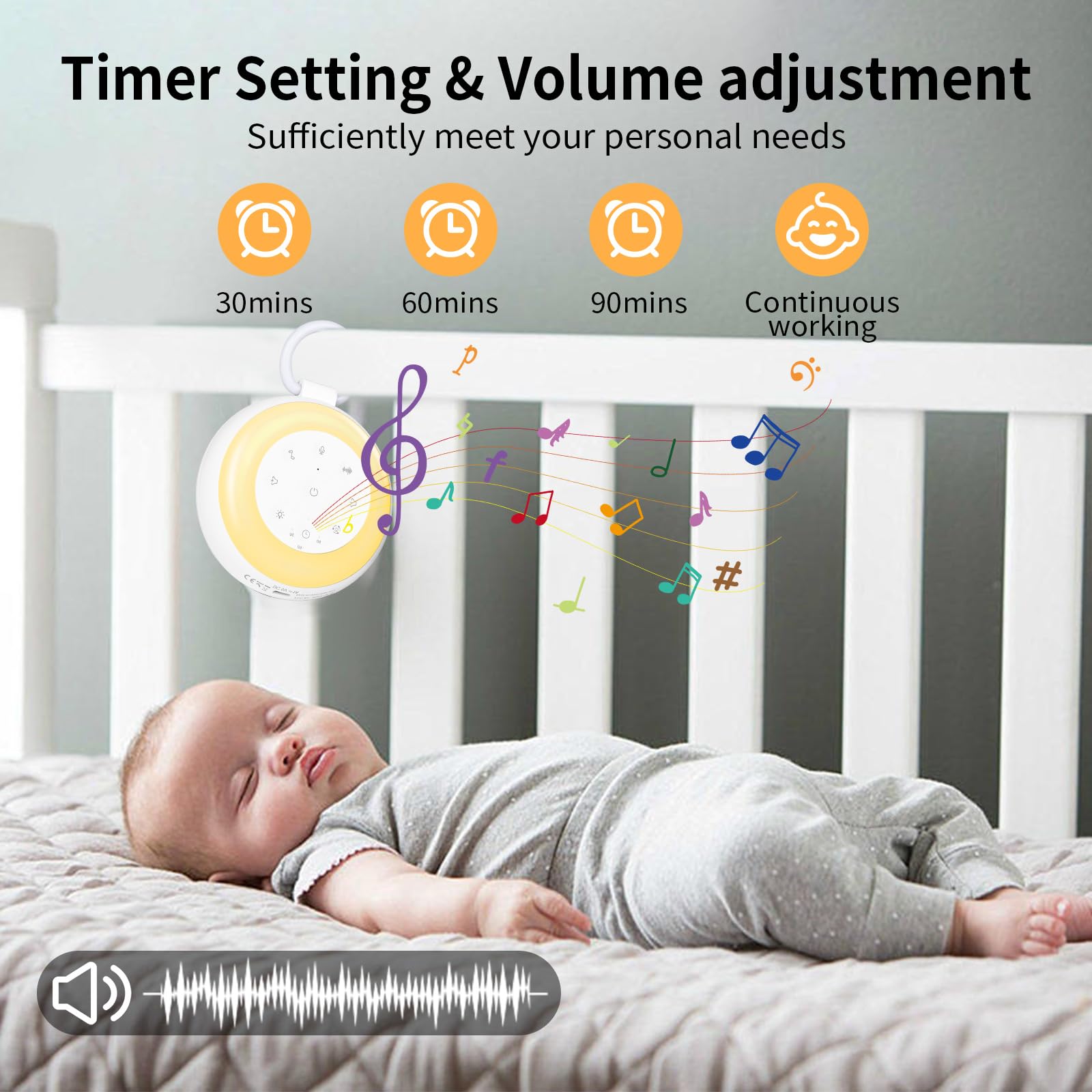 GuKKK Machine à Bruit Blanc, Machine Bruit Blanc Bébé, 24 Sons Apaisants Musicaux avec 7 Couleurs Veilleuse, Aide au Sommeil de Bébé, Minuterie et Mémoire, White Noise Machine pour Adulte
