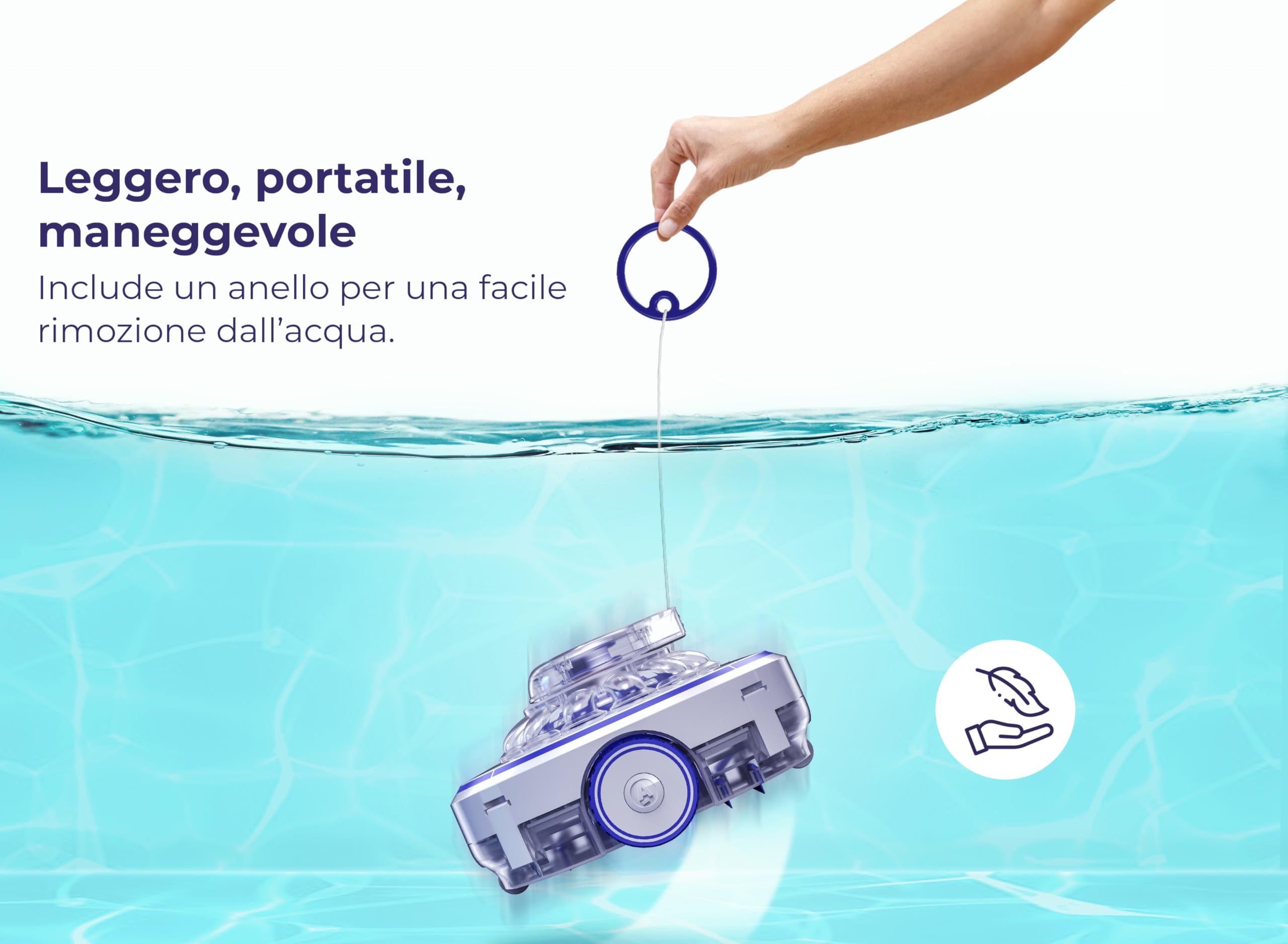 GRE RBR60. Pulitore per piscine senza fili, autonomia di 60 minuti, per piscine fino a 35 m²