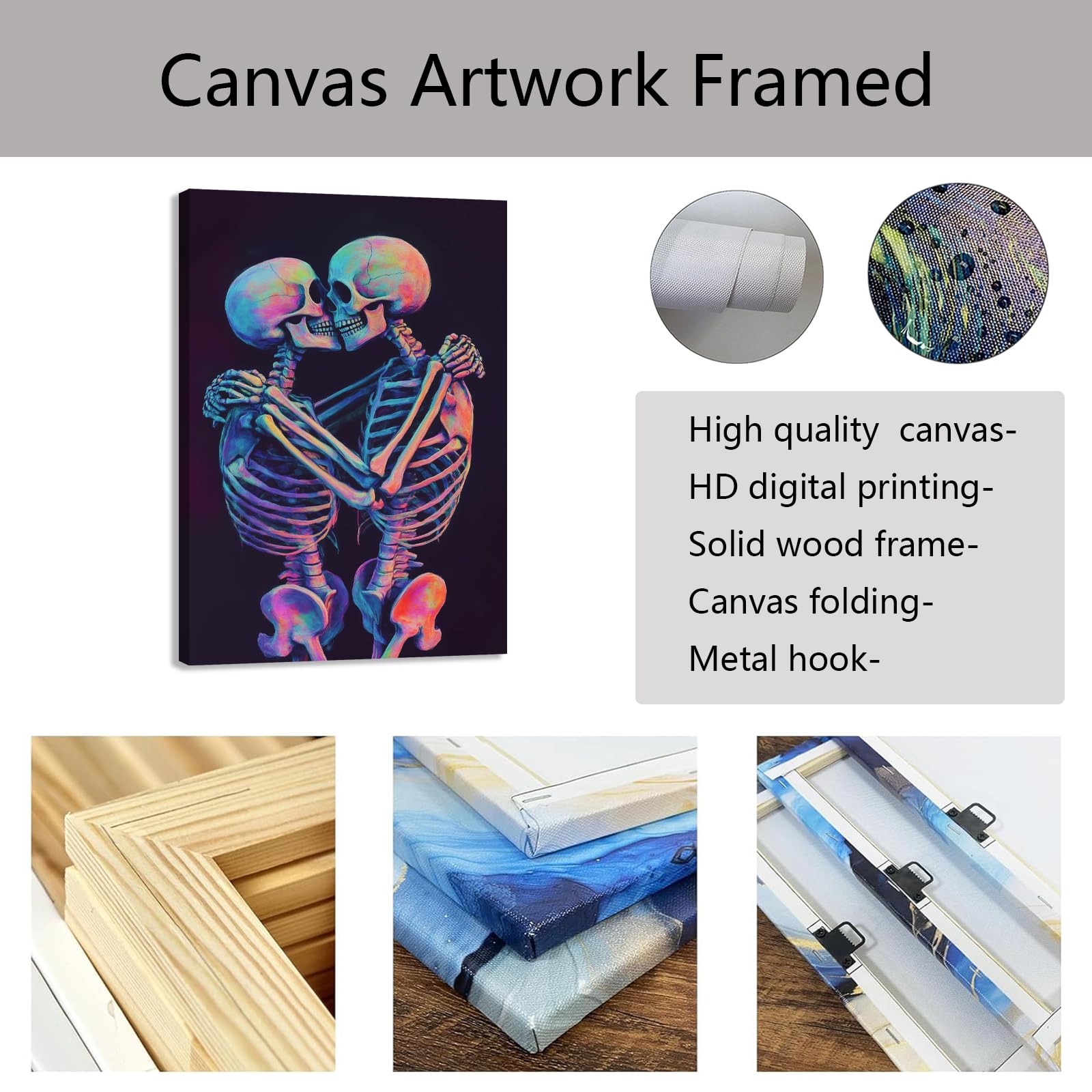 Amazon.com: CCKOPPI Halloween Canvas Wall Art - Two Skeletons