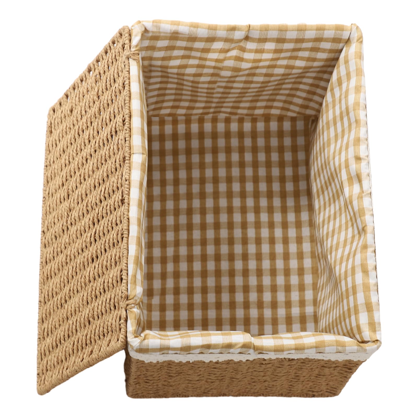Set di 4 cestini in corda intrecciati con vassoio portaoggetti rettangolare impilabile rustico, cestino biancheria sporca con coperchio organizer, giocattoli, vestiti, con manico e fodera cesti