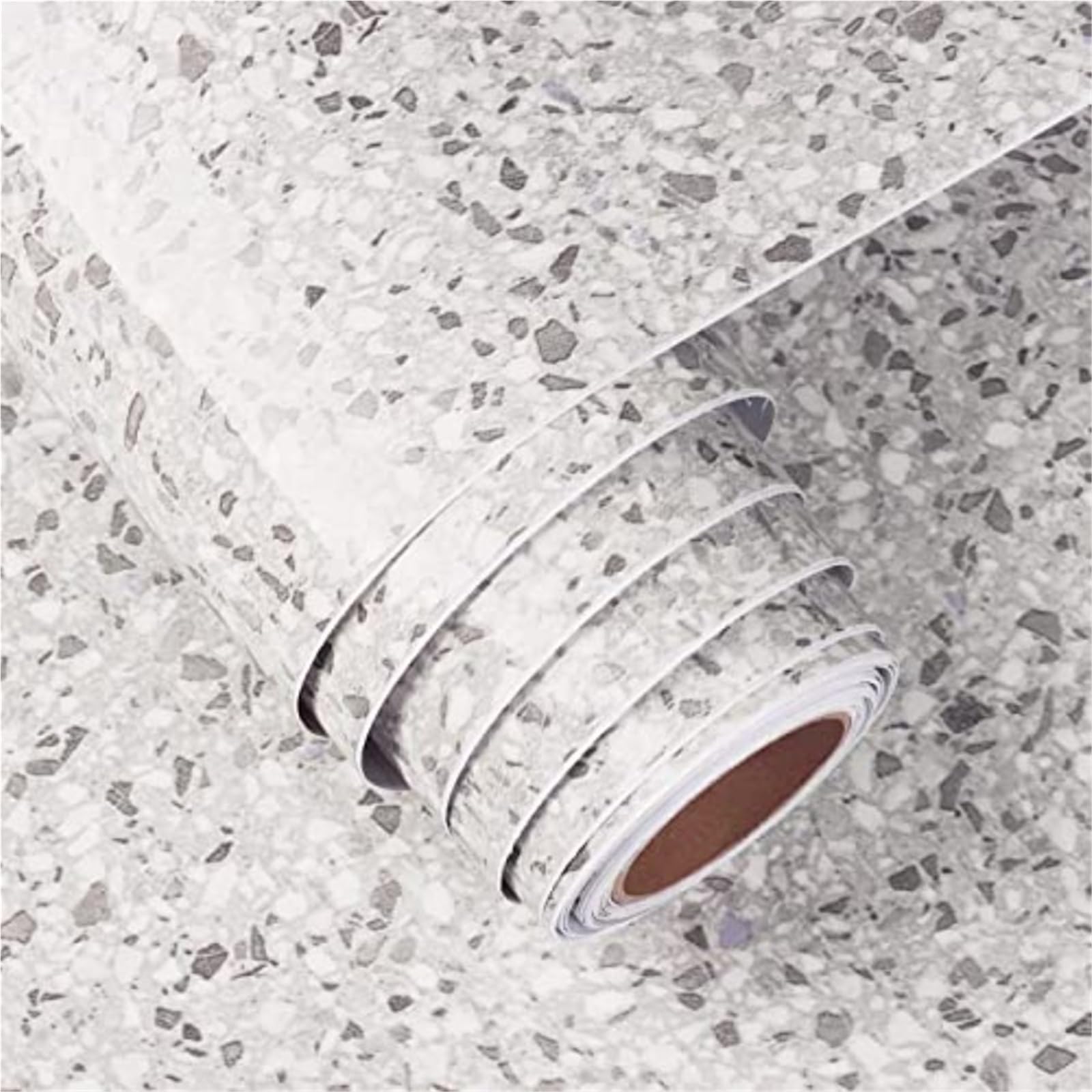 BTGYTTKL Self Adhesive Wallpaper Grey Granite Vinyl Peel and Stick Waterproof Cover for Kitchen Countertop and Wall Surfaces