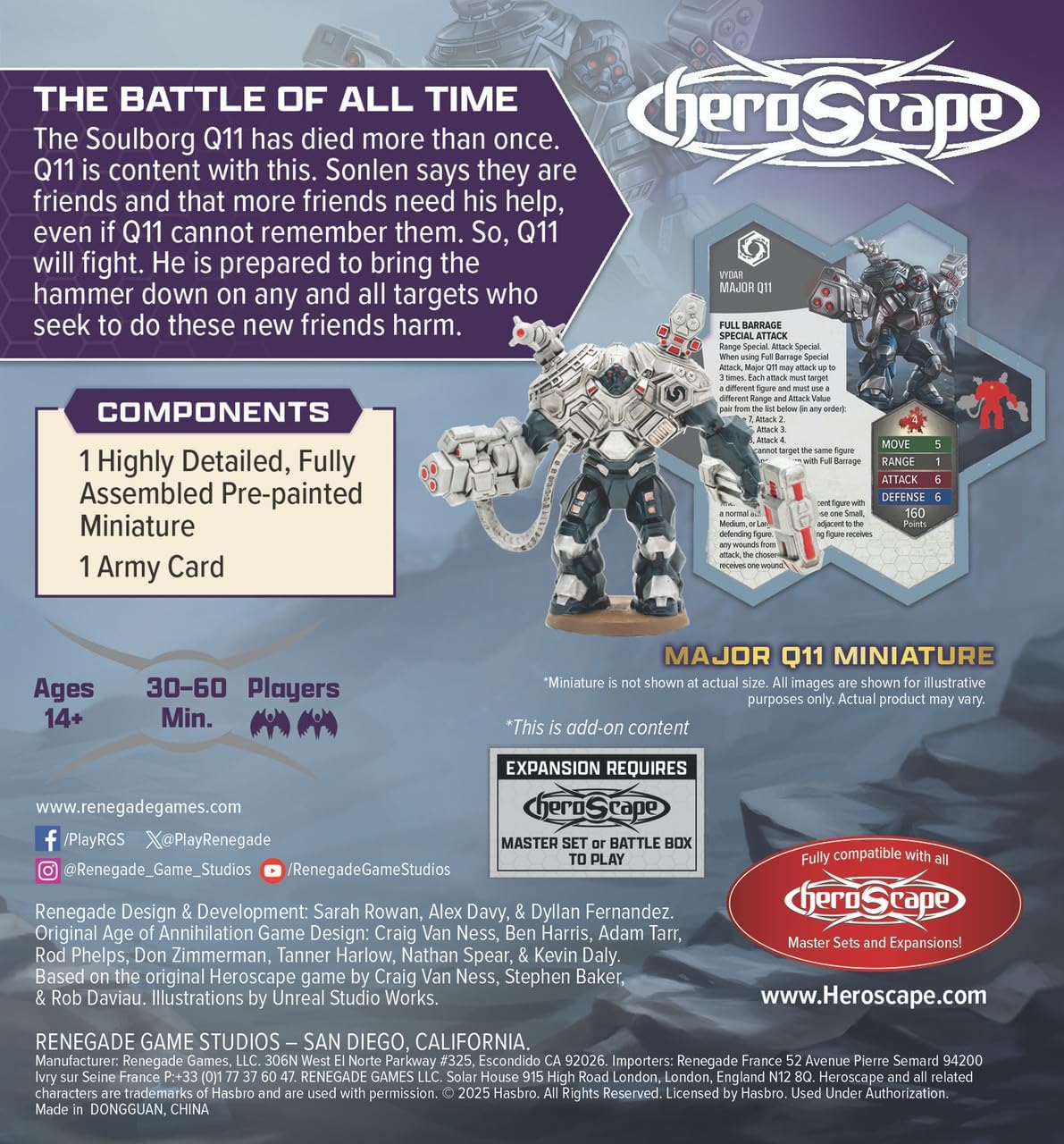 Renegade Heroscape: Major Q11 | Contains 1 Fully Painted Miniature | Highly Detailed, Fully Assembled | Ages 14+