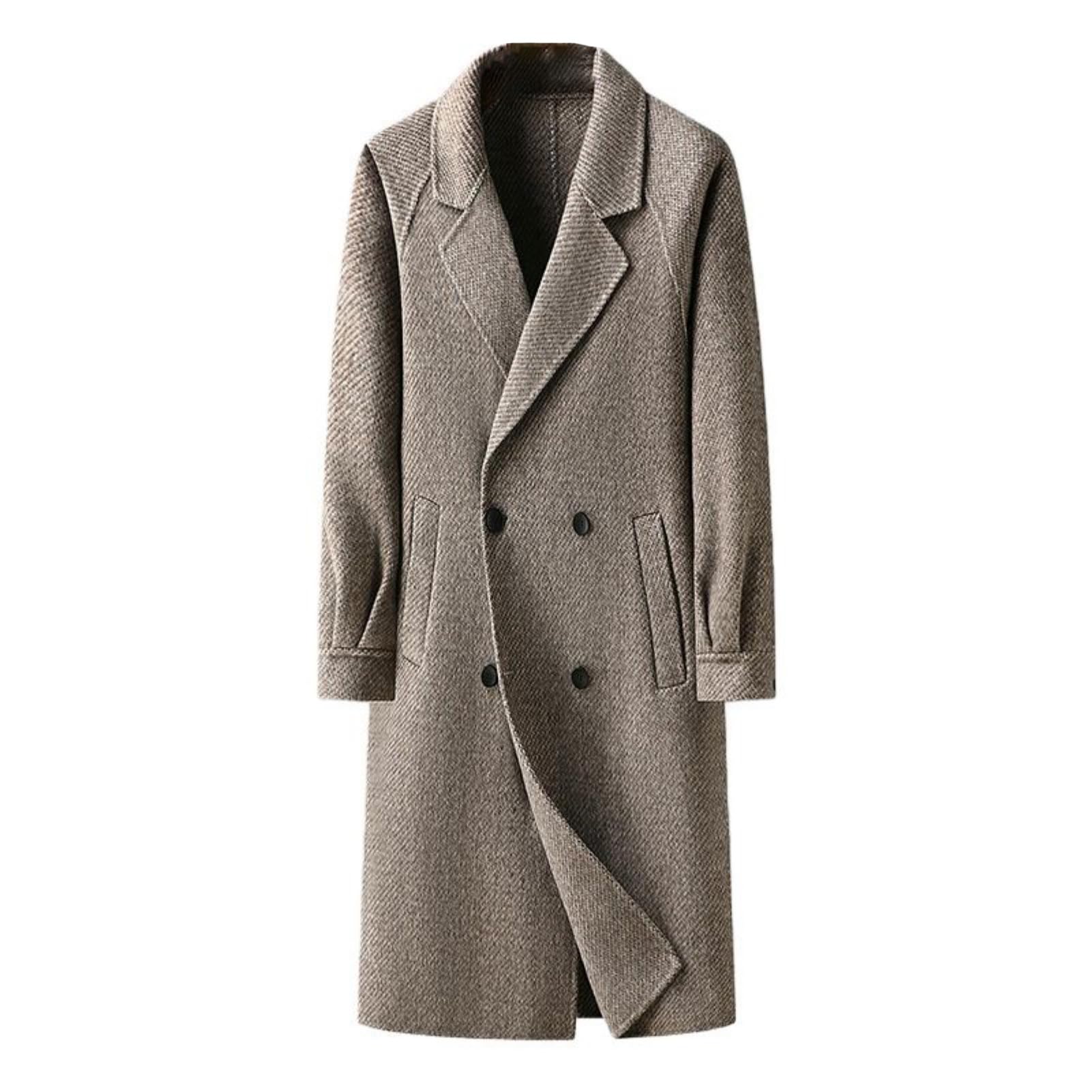 Abrigo largo de lana para hombre ropa de abrigo masculina de invierno suelta 7