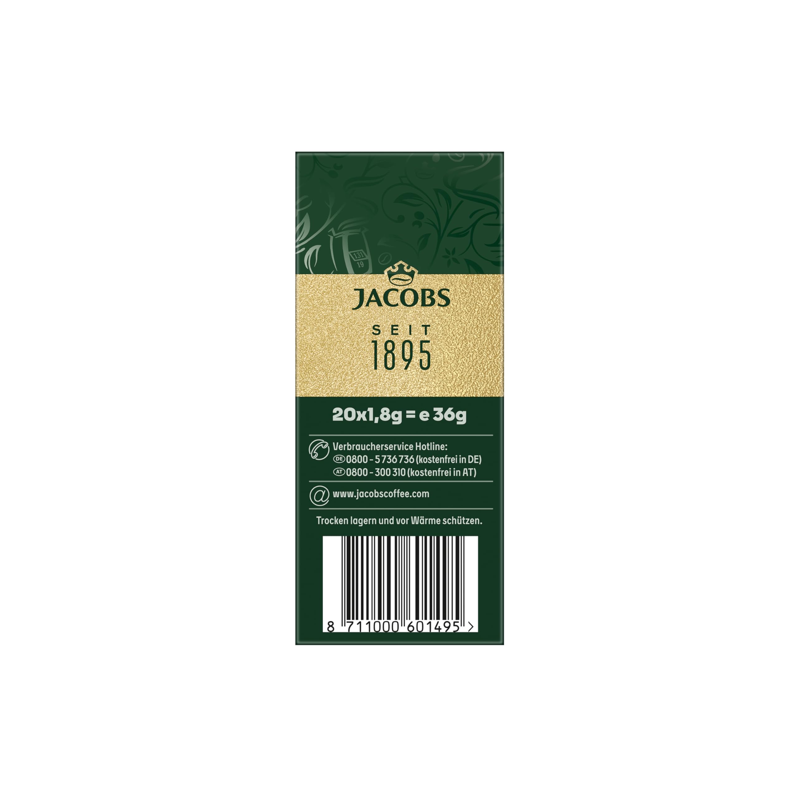 Jacobs Café Crema löslicher Bohnenkaffee als Stick, Instant Kaffee, 12 x 20 Einzelportionen à 1,8 g, für 240 Getränke