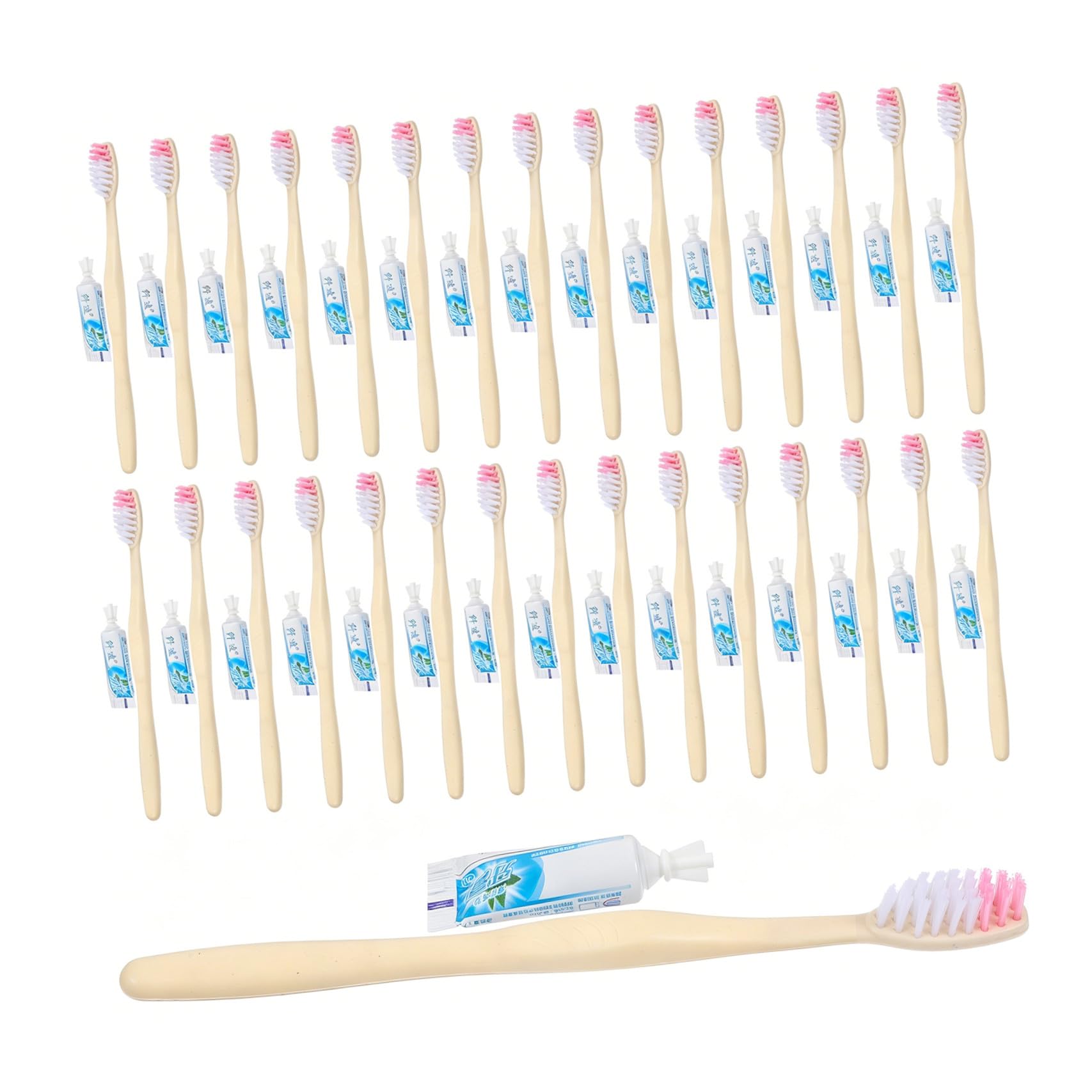 Kit Spazzolini Denti Usa e Getta Dentifricio da Viaggio, 100 Pezzi Gialli, Set Pratico per Pulizia Denti in Trasferta Stili multipli