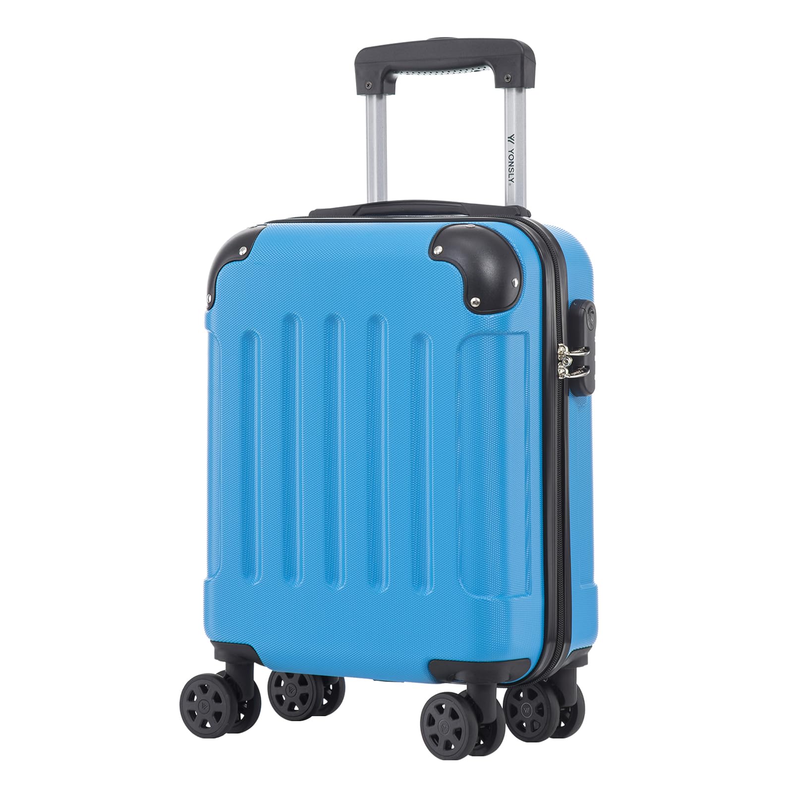 YONSLY Trolley Reisekoffer Set, Koffer Suitcase, Rollkoffer Handgepäck Hartschalenreisekoffer mit Zahlenschloss, 4 Rollen 360°, Weicher Gummigriff