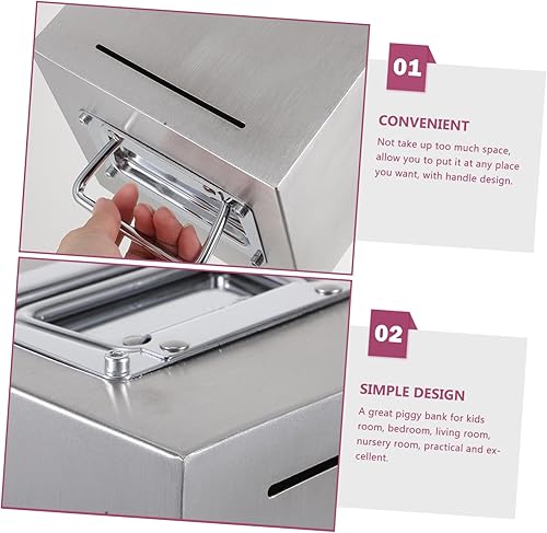 Miniatura 4 de VICASKY Box Piggy Bank Coin Saving Pot Adult Saving Pot Coin Bank for Kids Adult Coin Bank Kids Money Bank Fund Budget Money Bank Girls Boys Coin