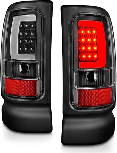 Miniatura 3 de AmeriLite Para Dodge Ram 1994-2001 1500 2500 3500 Truck Black C-Bar LED Tubo de repuesto de luces traseras de señal de luces traseras - lado del