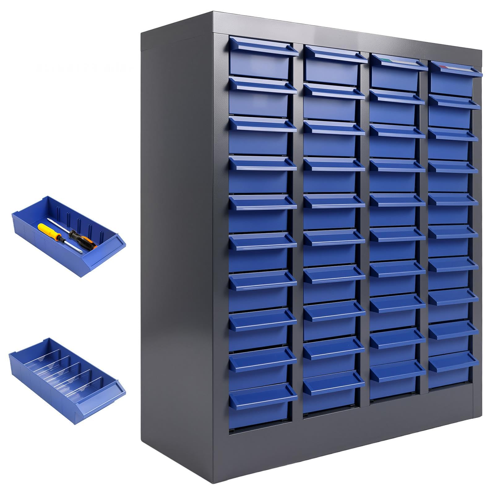 40 Drawers Industrial Parts Cabinet, Heavy-Duty Bolt and Nut Storage for Garage, Workshop Hardware, ABS Material Tool Organizer with Label Stickers