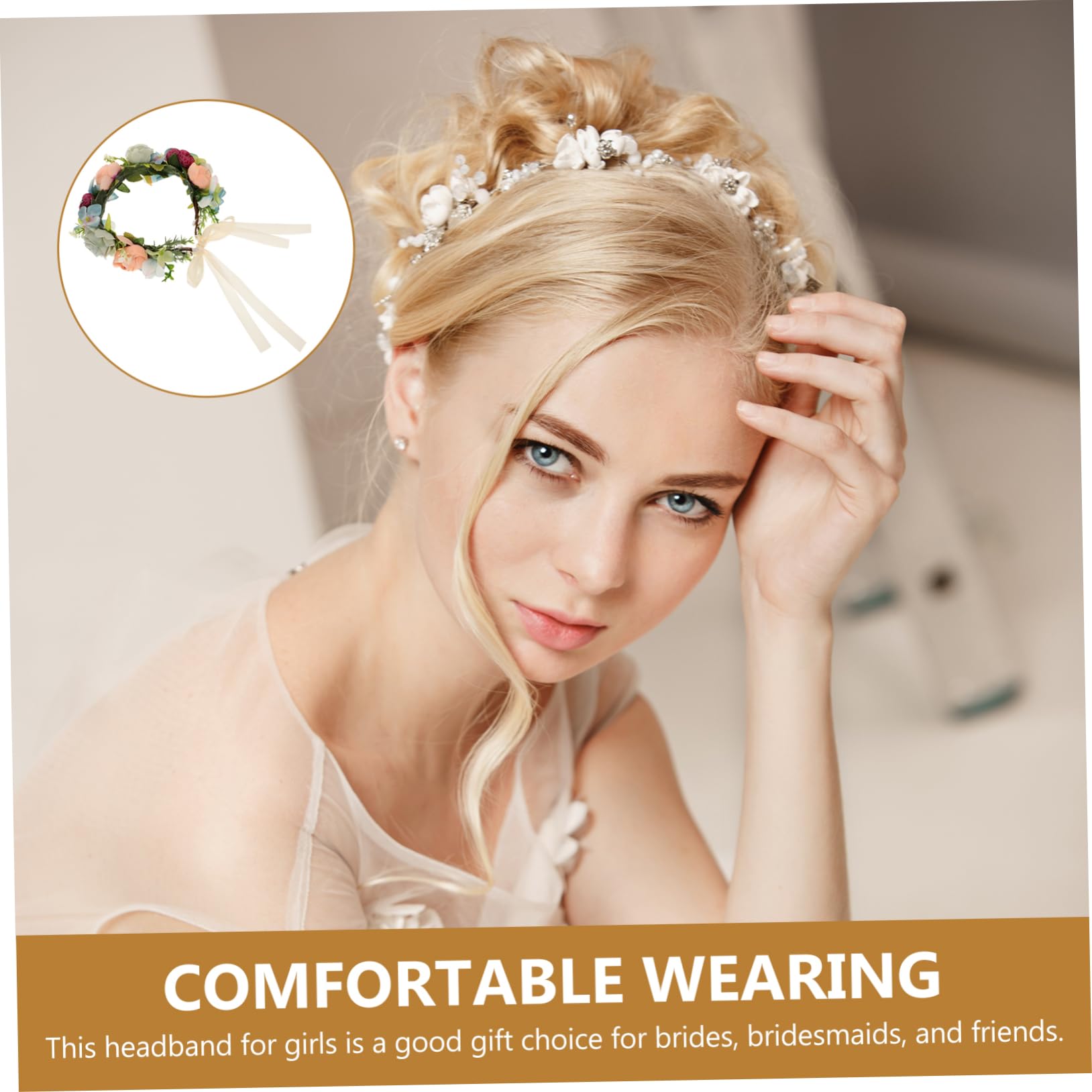MAGICLULU 3 Stk Party-haarbänder Blumenkopfschmuck Für Die Braut Blaue Tiara Kopfschmuck Hochzeit Haarband Mit Blumenkrone Brautkopfschmuck Für Die Hochzeit Reisen Bilden Rose