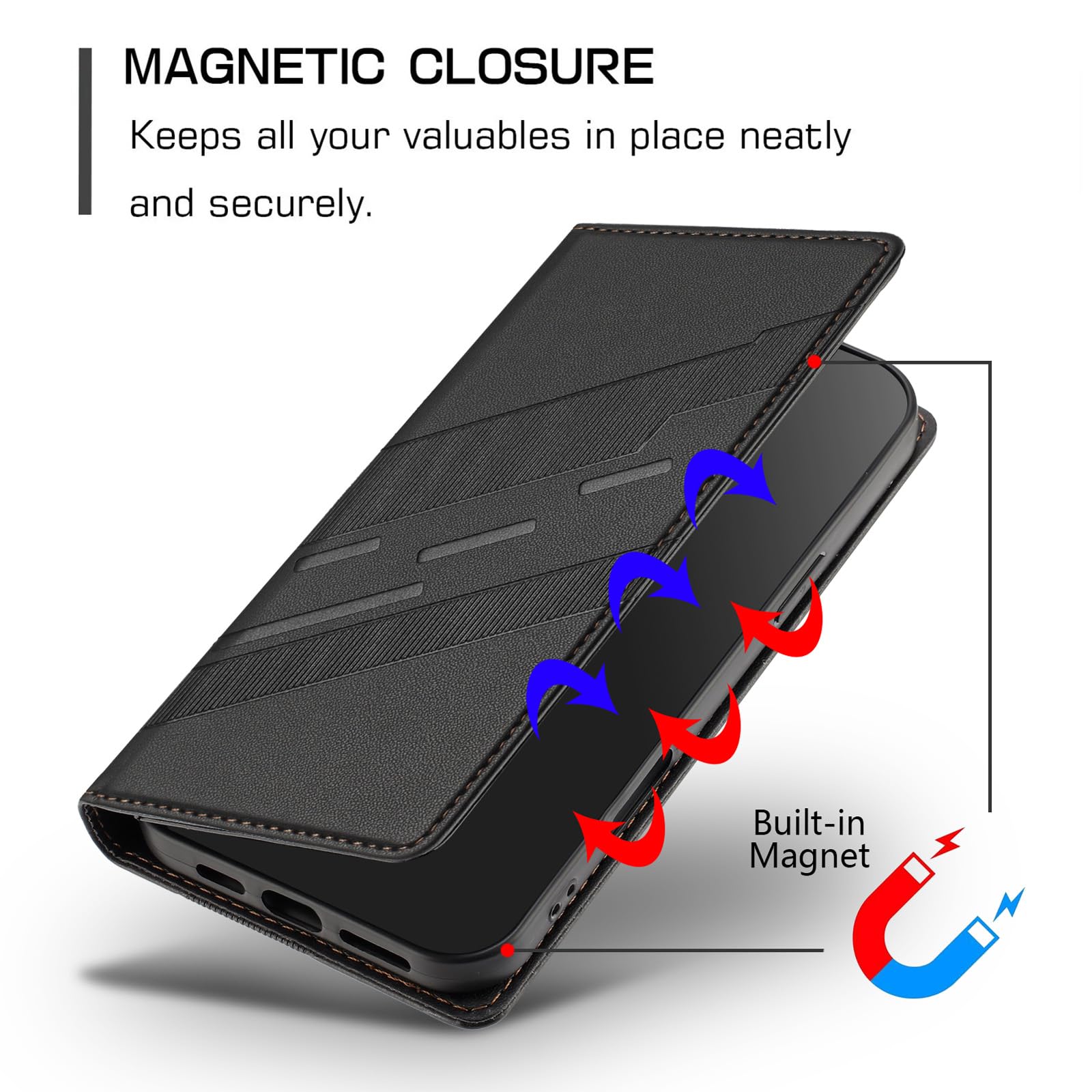 Succtopy Cover per Xiaomi 14 Pro 5G Flip Caso in PU Pelle Premium Portafoglio Custodia Xiaomi 14 Pro 5G [Protezione Completa] [Slot Scheda] [Kickstand] Case Xiaomi 14 Pro 5G Rosa Rossa