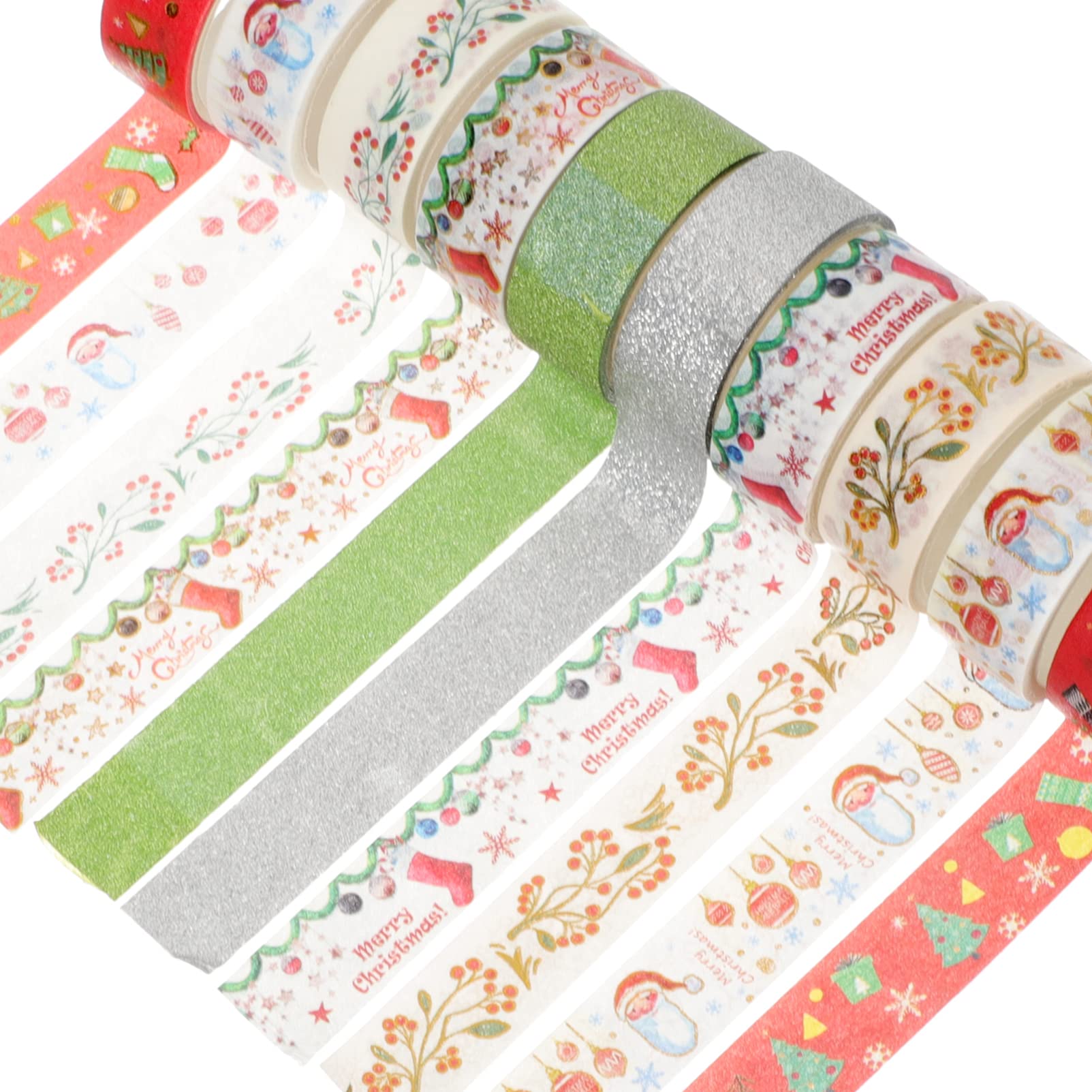 Świąteczne taśmy Washi Dekoracyjny zestaw taśm Washi Kolorowe taśmy Taśmy Naklejki na prezenty do materiałów do scrapbookingu DIY Craft Pakowanie prezentów Planiści 12 rolek 79x0.6 Cal