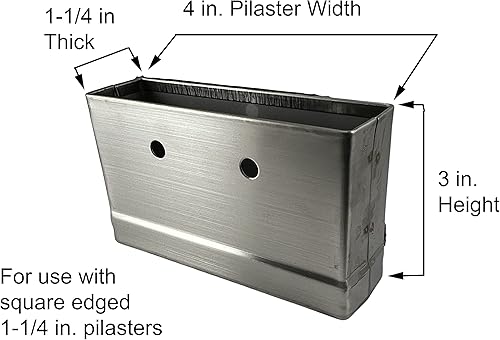 Miniatura 6 de Harris Hardware TP3809-B - Zapatos y soportes de pilaster de acero inoxidable cepillado para pilastros de 3 pulgadas de ancho x 1-14 pulgadas de