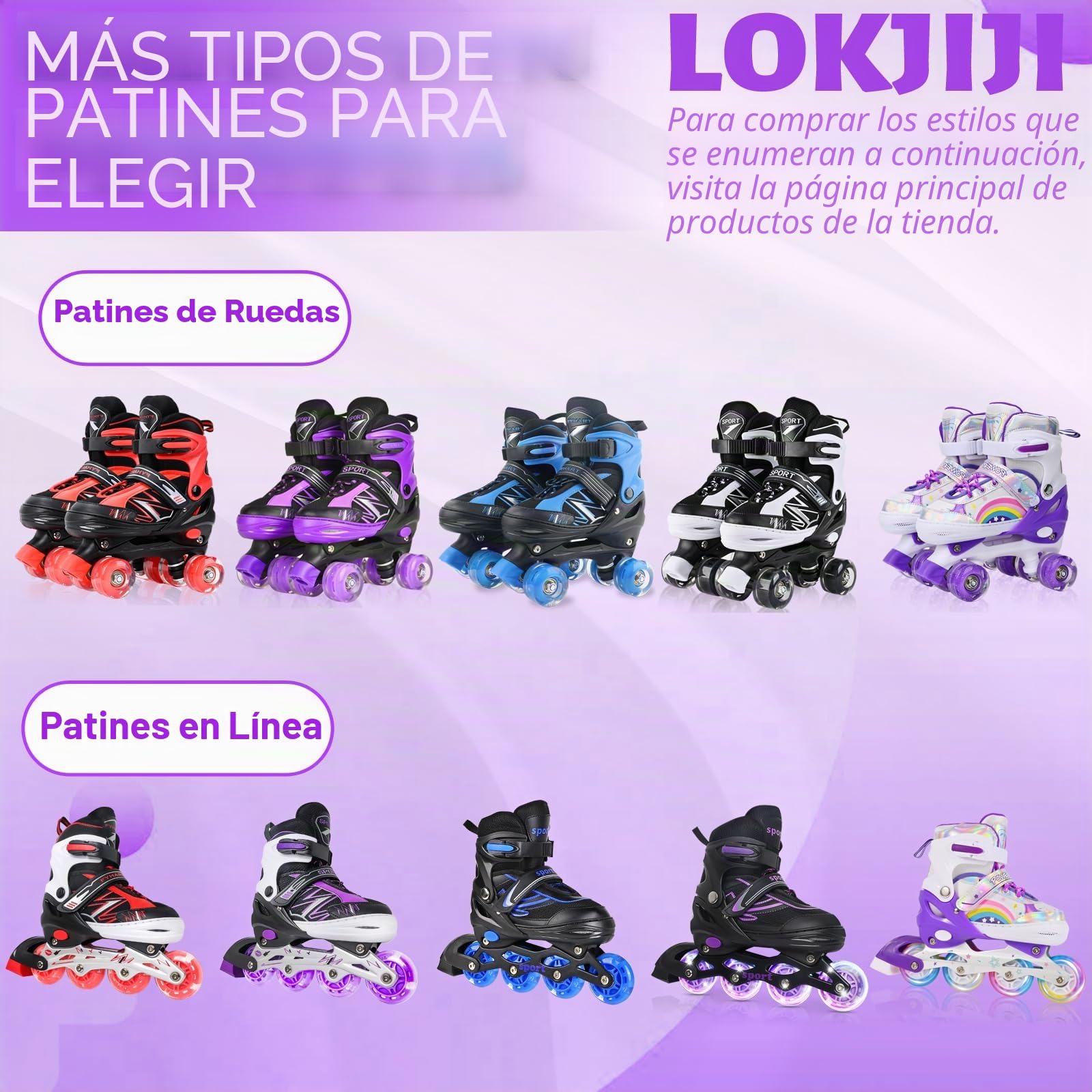 Patines en línea Ajustables para niños niñas Principiantes, Rojo y Violeta Patines de Ruedas para niños y jóvenes para Deportes