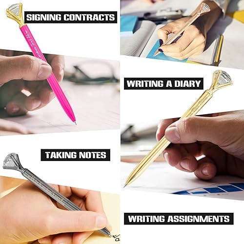 Miniatura 7 de FwSYouMAI 10 bolígrafos de diamantes con cristal, bolígrafos personalizados a granel con grabado sin nombre, bolígrafos de diamante personalizados,
