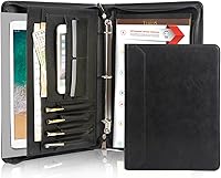 Vista 14 de AZXCG Portafolio de currículum, organizador de carpetas de negocios con cremallera y acabado mate de piel sintética, color negro (personalizable)