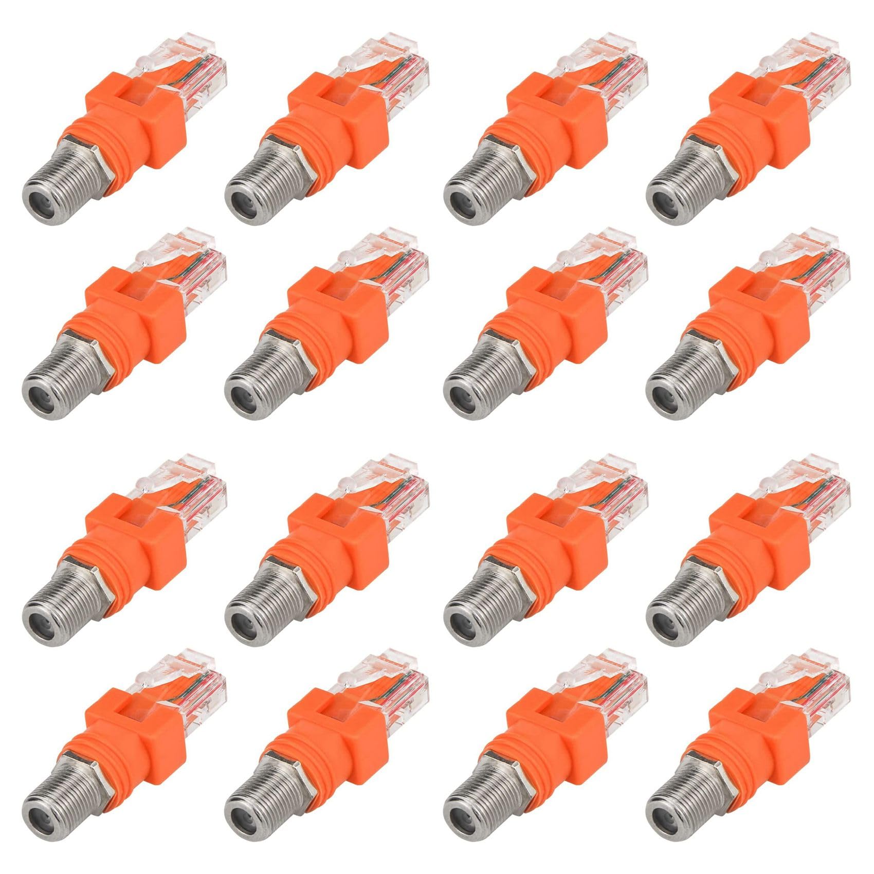 Jnchdghwa Coaxial to Ethernet Adapter, 16 Pack Coax F Female to RJ45 Male Converter for Line Tester