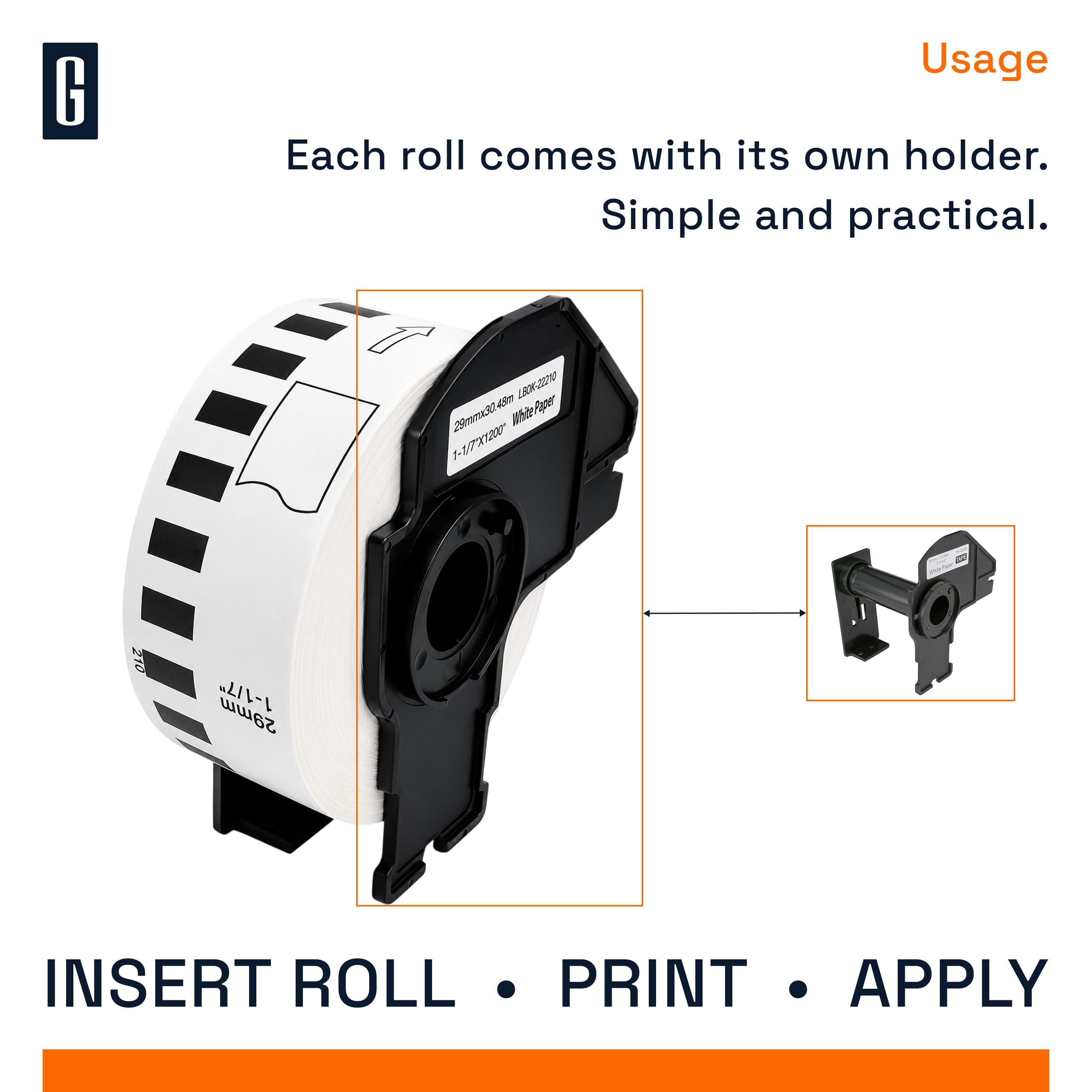 GROF 10 Rollen DK-22210 Endlosetiketten kompatibel mit Brother - 29mm x 30,48m, QL-Etikettendrucker Rolle für QL-500 QL-700 QL-800 QL-1100 (10)
