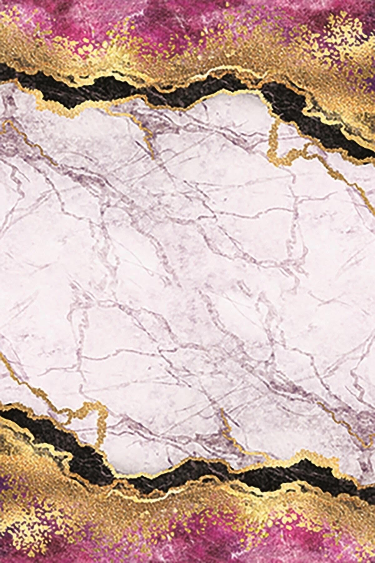 Pelangi Pembe Beyaz Mermer Gold Işleme Yıkanabilir Kaymaz Taban Leke Tutmaz Modern Salon Halısı Ve Yolluk, Pembe 100 x 200, 1358071100200728