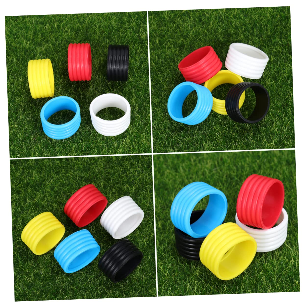 GANAZONO 5Pcs Tennis Racket Grip Bands Super Absorbent Overgrip for Racquet Sports Yellow Red Blue Black White for Humid Conditions Fits Tennis Squash