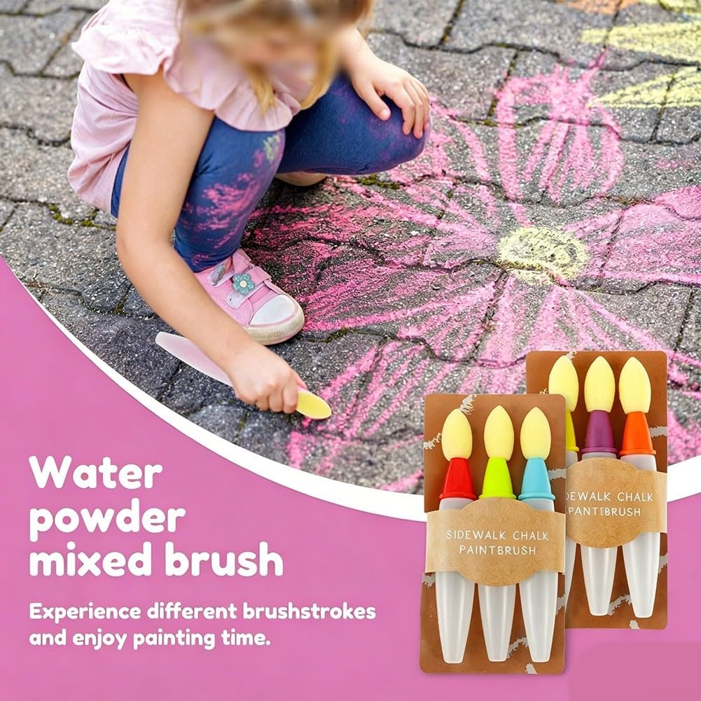 Pennelli a gesso attivati ad acqua per bambini per disegnare su marciapiedi, vialetti e aree esterne in calcestruzzo (set da 6 pezzi)