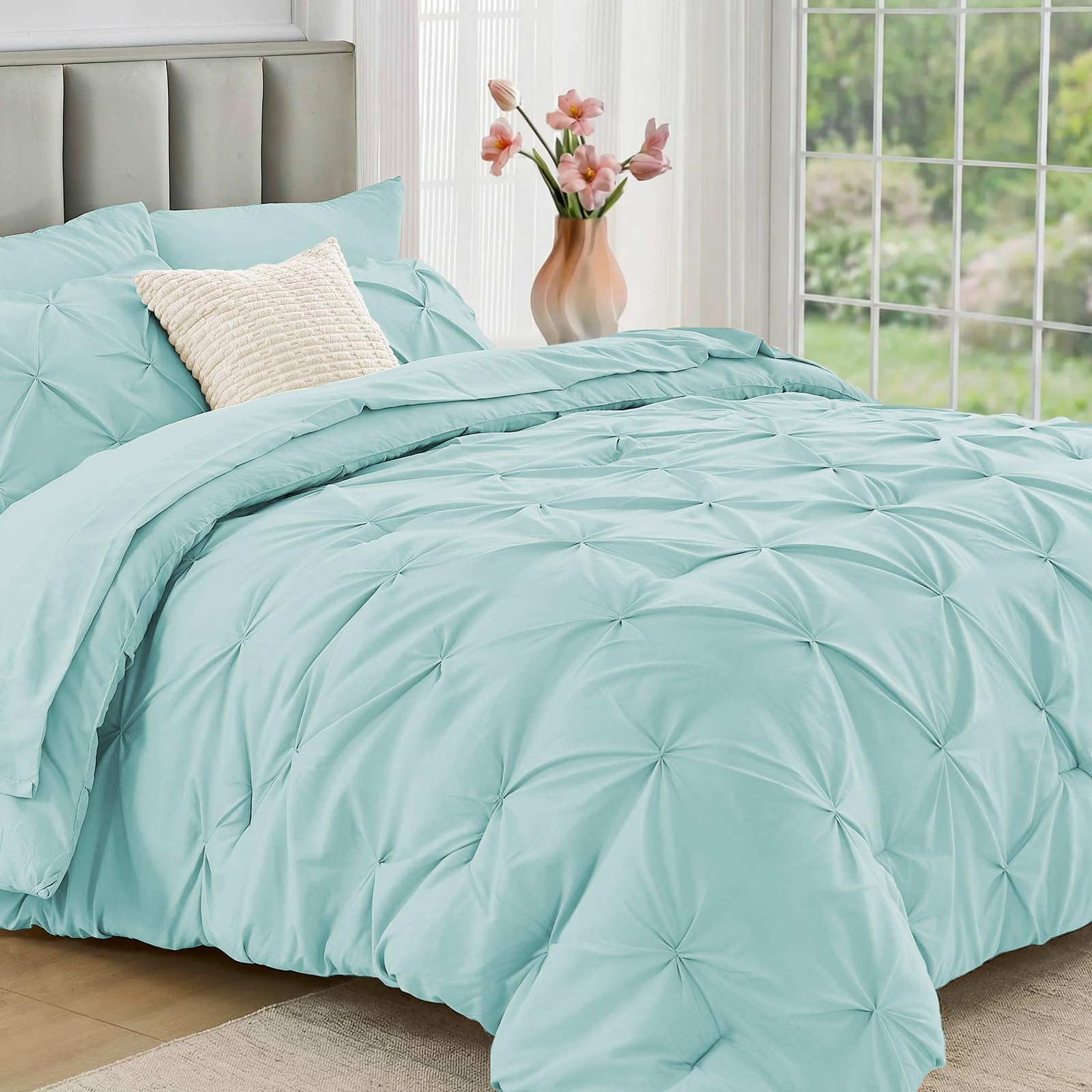 Photo 1 of JOLLYVOGUE Full Size Comforter Set, 7 Pieces, Lake Blue