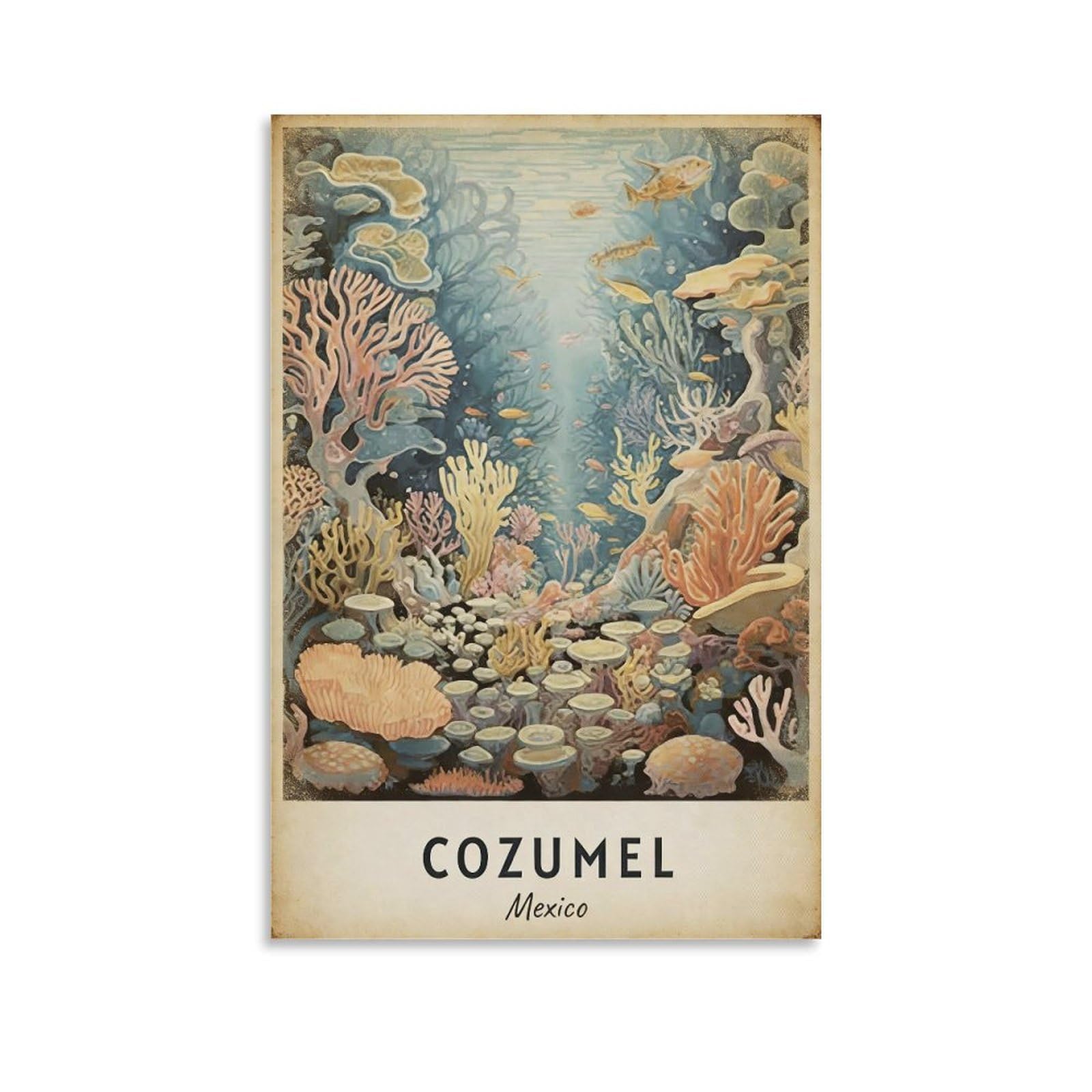NHGEQAA Cozumel Mexico Vintage Travel Posters 12x18inch(30x45cm) Canvas Wall Art Print Picture