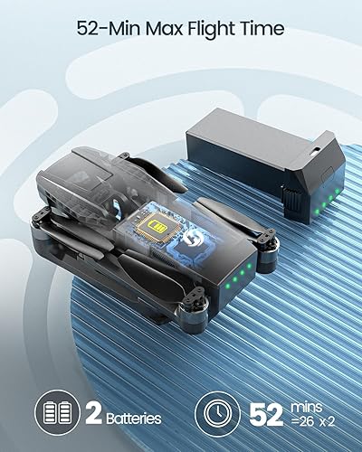 Miniatura 4 de Holy Stone HS720G - Drones cardán de 2 ejes con cámara EIS 4K, 2 baterías de tiempo de vuelo de 52 minutos, motores sin escobillas, retorno