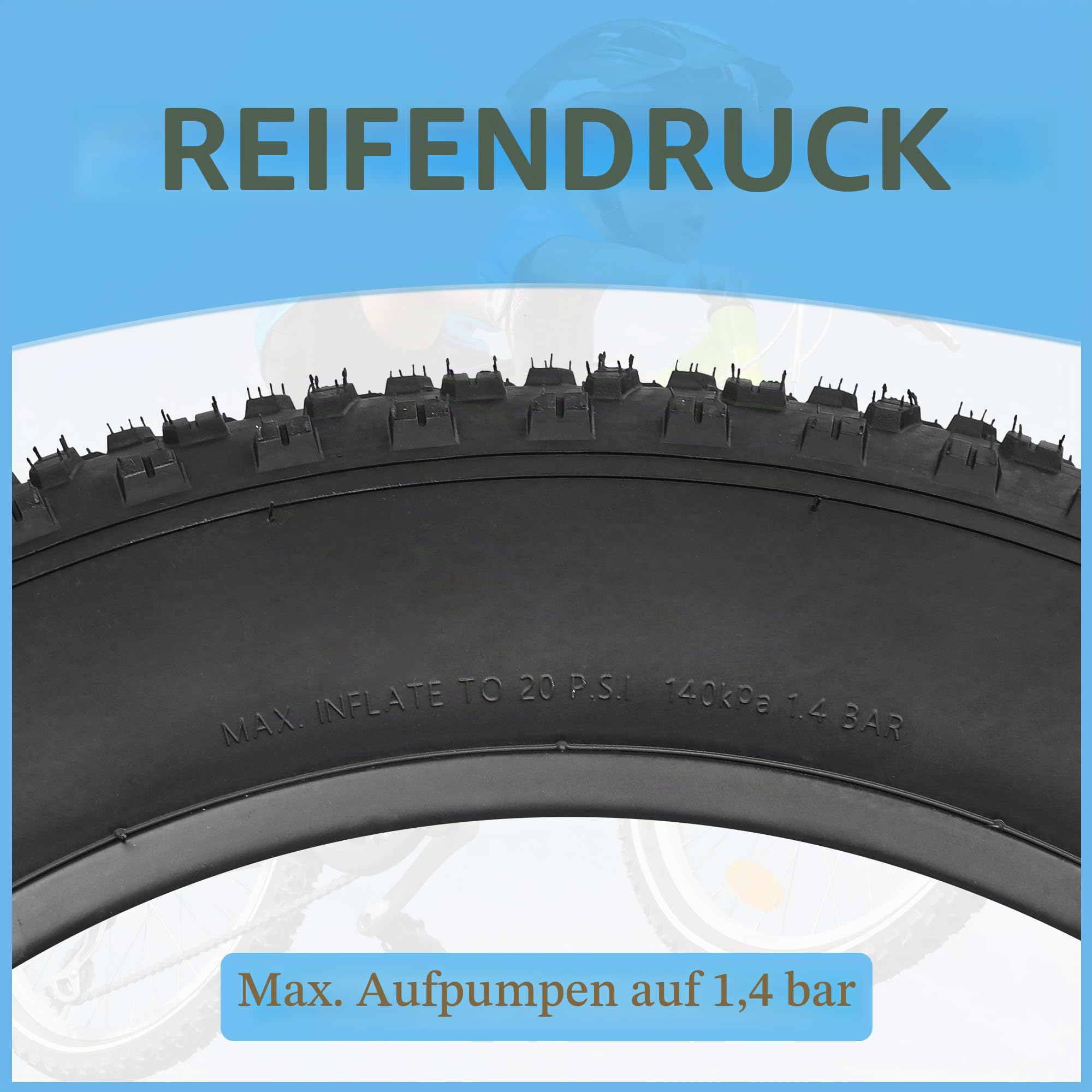 ZUKKA E Bike Fahrradreifen 16/20x3.0/4.0 Fettreifen Heavy Duty High-Performance Wear-Resistant E-Bike Mountain Snow Bike Reifen Schwarz