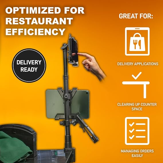 iBOLT TabDock Tower Triple Tablet Clamp Mount 7-10 for POS & Delivery Apps