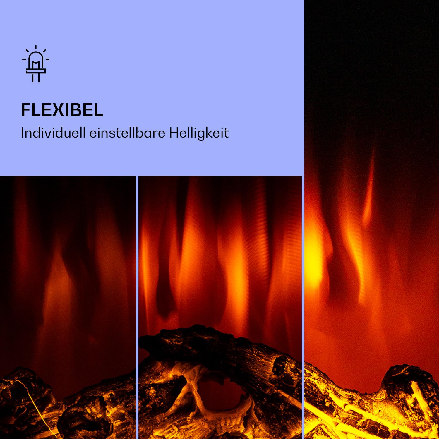 Klarstein Elektrokamin, Elektro Heizungen für Wohnzimmer & Innenräume, Elektrischer Kamin mit LED Flammen, Kamin zur Wandmontage, Heizlüfter mit Timer, Einstellbarer Thermostat, Heizung 2000 W