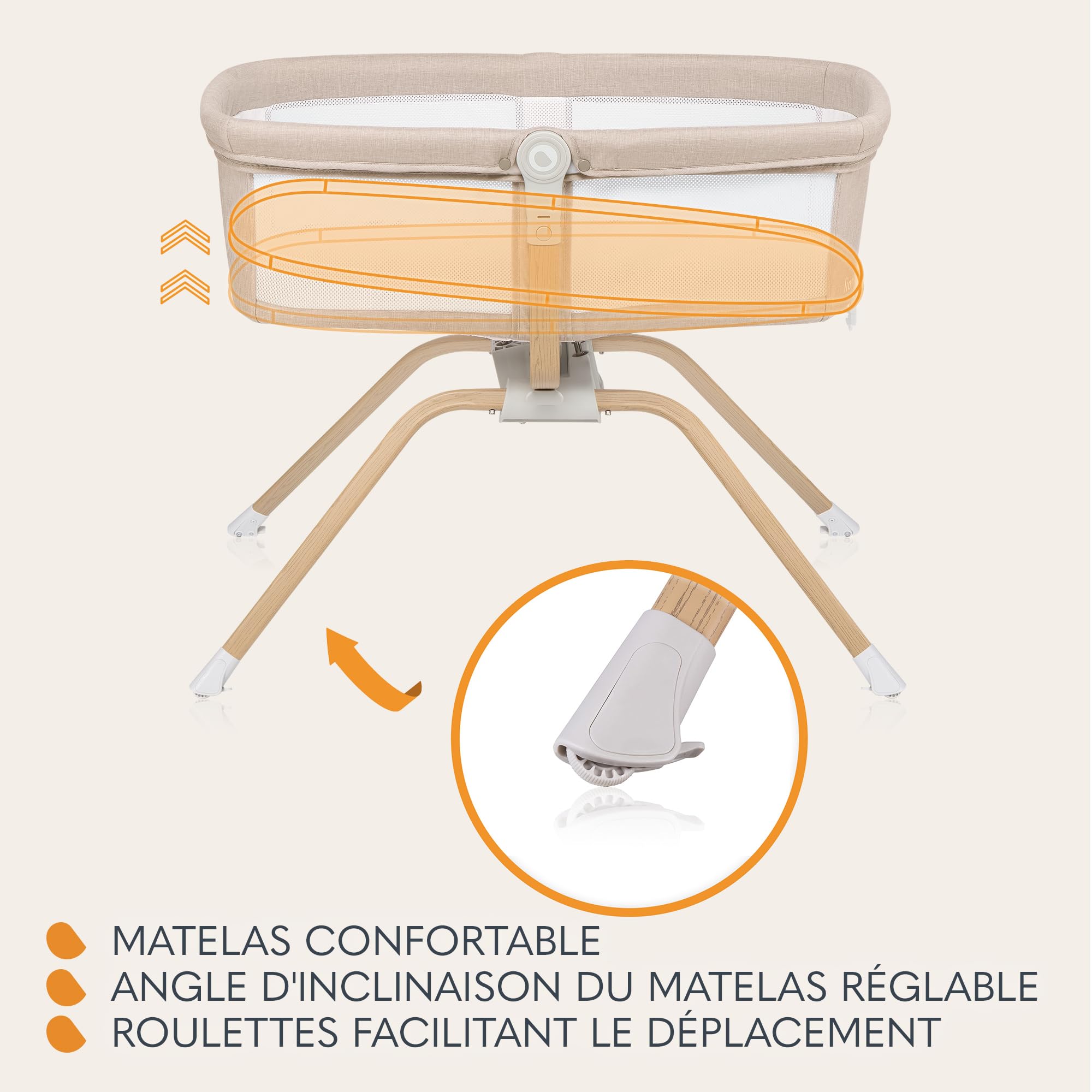 lionelo Malin Evo lit bébé 3 en 1 avec Fonction de Berceau, lit Parapluie bébé avec Matelas, 0-9kg, Pliable, léger
