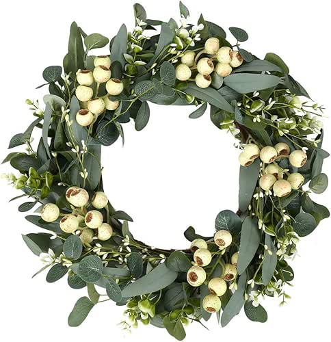 JINGHONG Eucalyptus Wreaths for Front Door 20 Inch Green Home