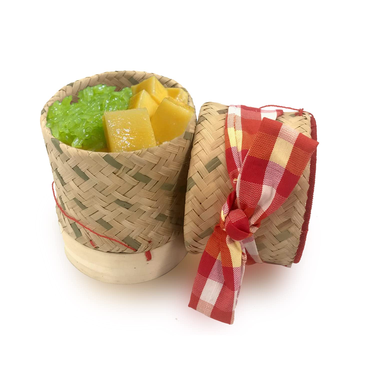 Goldleafking Brown Pack Of 2 Small Sticky Rice Basket Size 3.5 Inches Thailand Laos Handmade Bamboo Serving Baskets Rice Container Set With Pa Kao Ma Traditional Loincloth