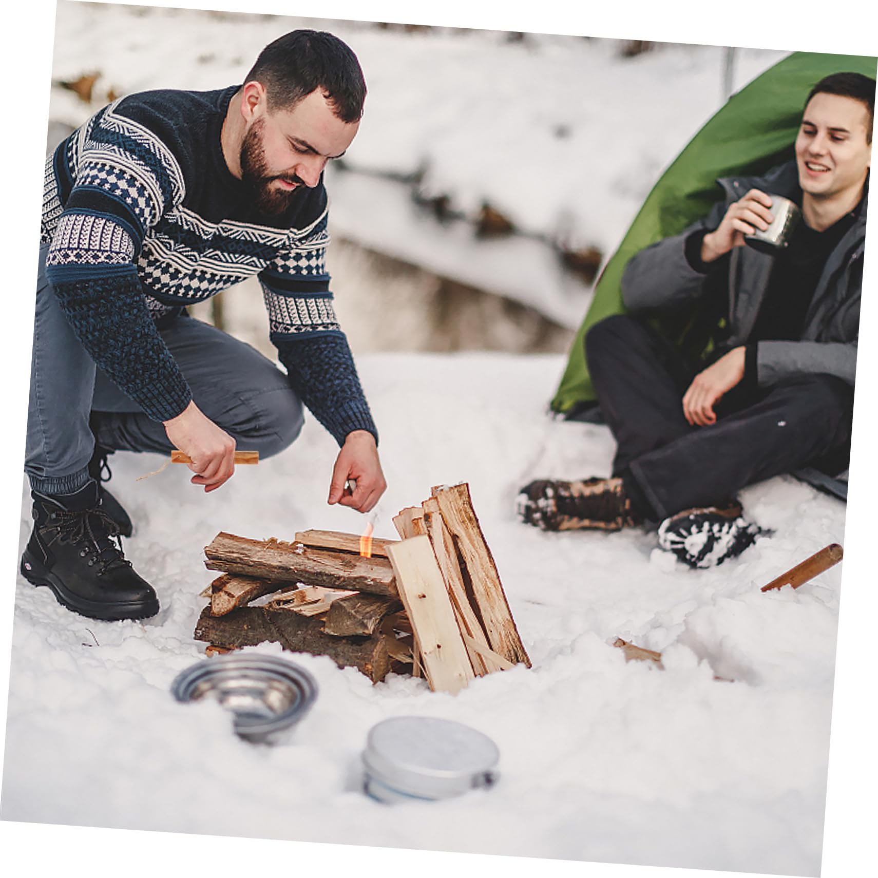 Yardwe 2sets Camping Fire Starter Sticks Pine Fat Instantaneous Combustion Tools Outdoor Lovers 2pcs*2