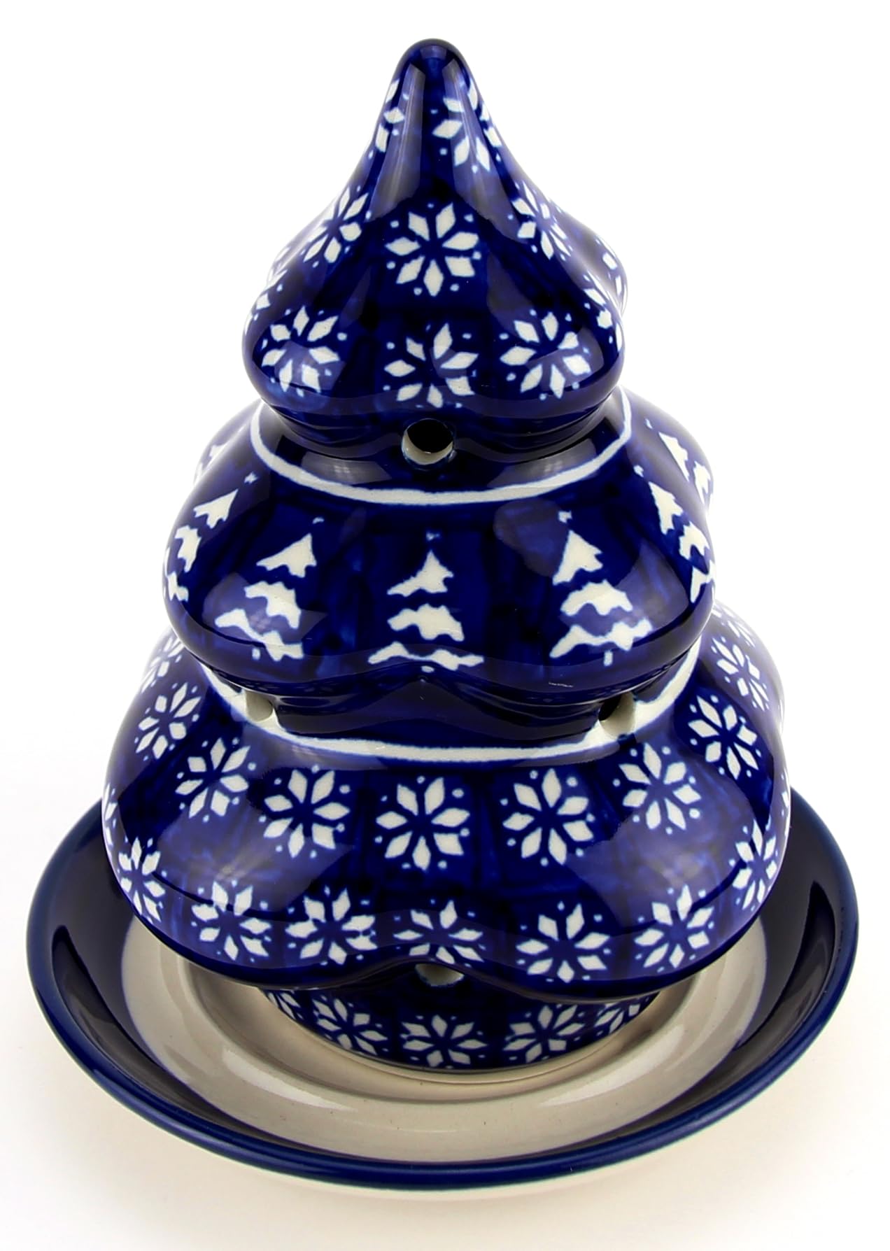 Polish Pottery Market Christmas Tree Luminary Handcrafted by Zaklady Boleslawiec Poland