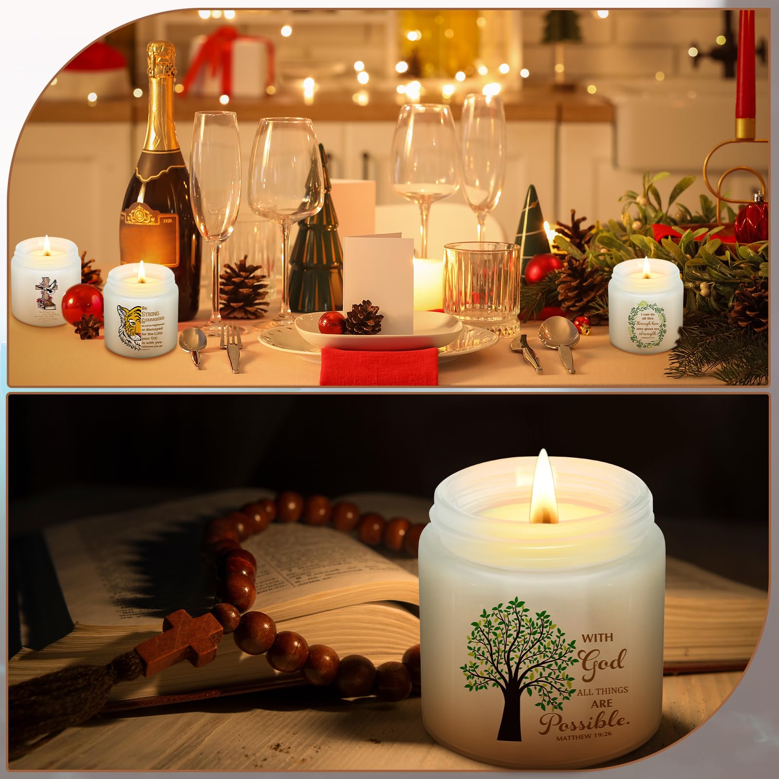 6 velas perfumadas de agradecimiento, 6 aromas diferentes, regalos para mujeres y hombres, regalo de cumpleaños, jubilación, Acción de Gracias (tema cristiano)
